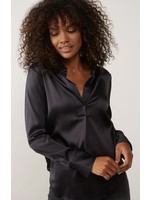 YAYA Yaya - Satin long sleeve pull on top with deep V neck