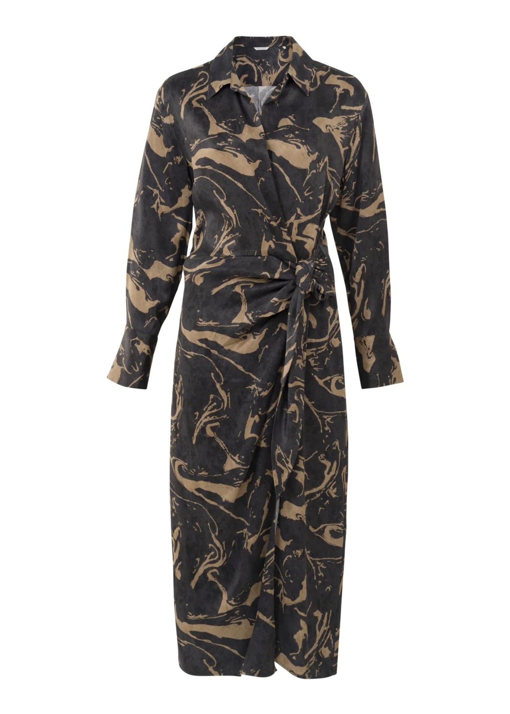 YAYA Yaya - Printed long sleeve dress with knotted detail