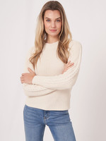 Repeat Repeat - Rib Knit Sweater With Puff Shoulders