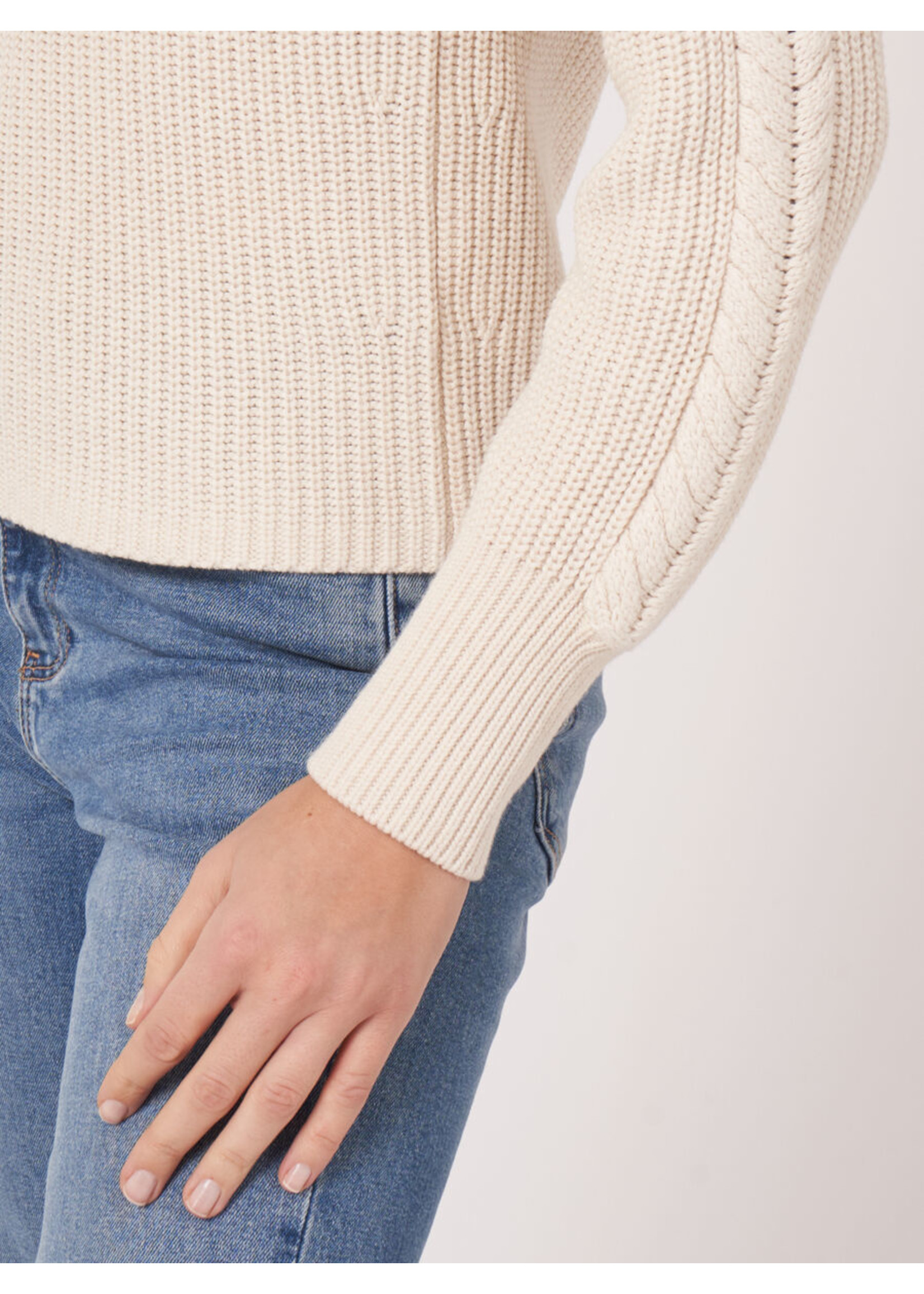 Repeat Repeat - Rib Knit Sweater With Puff Shoulders