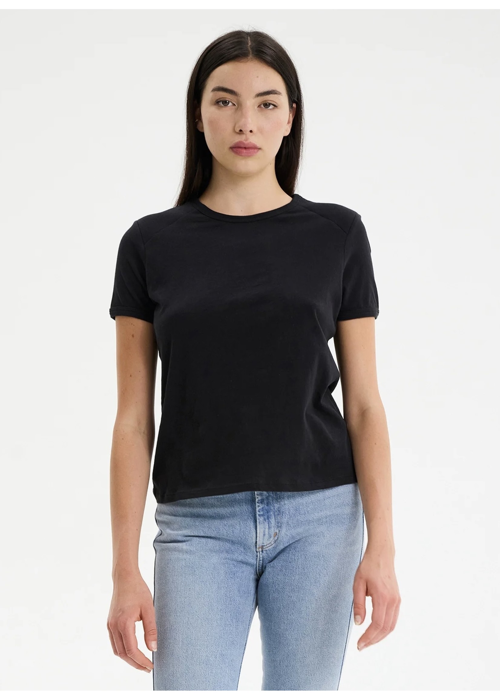 Shoulder Padded T-shirt Black