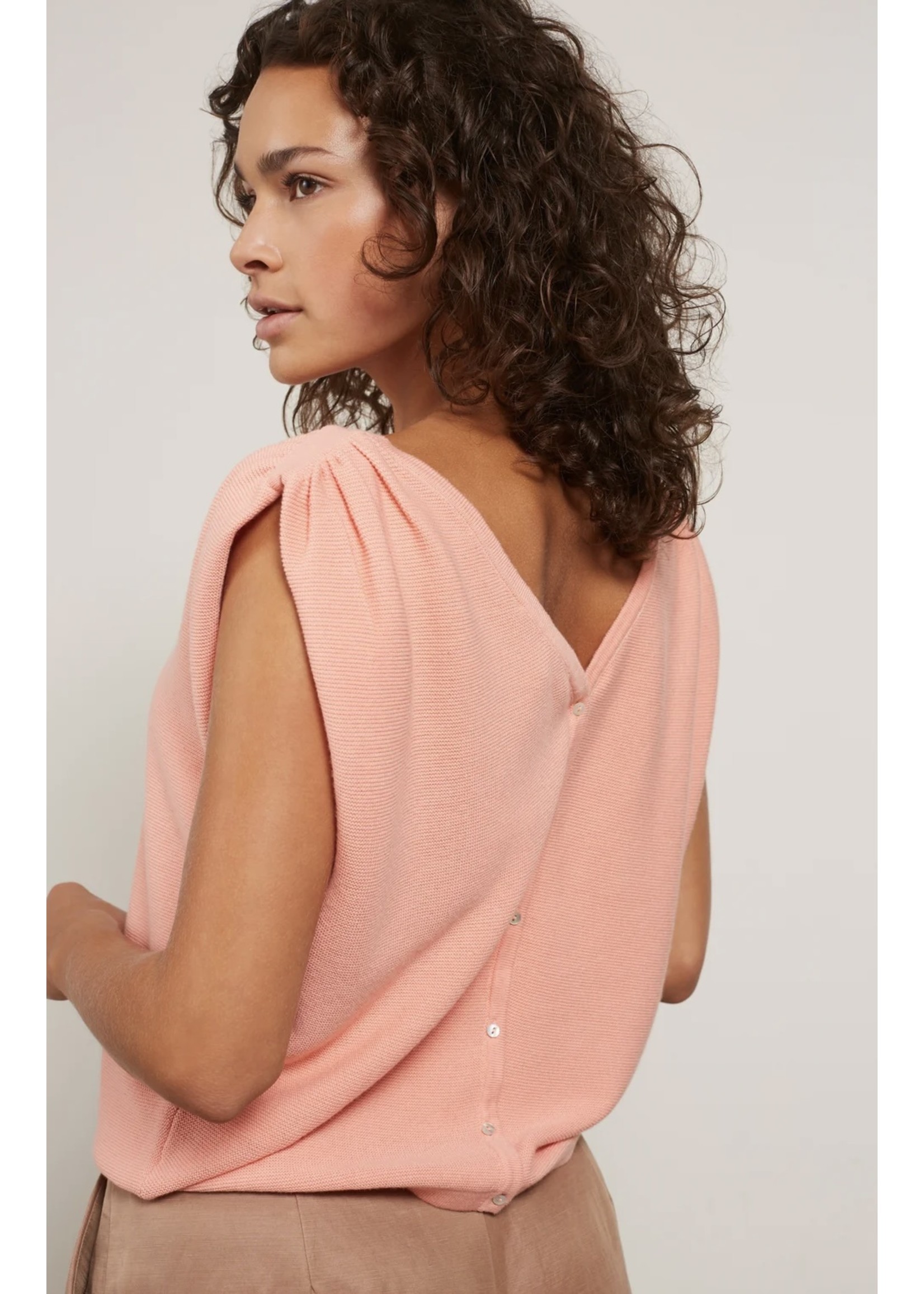 Yaya Sweater With Buttons At Back Sleeveless MonAmie Boutique