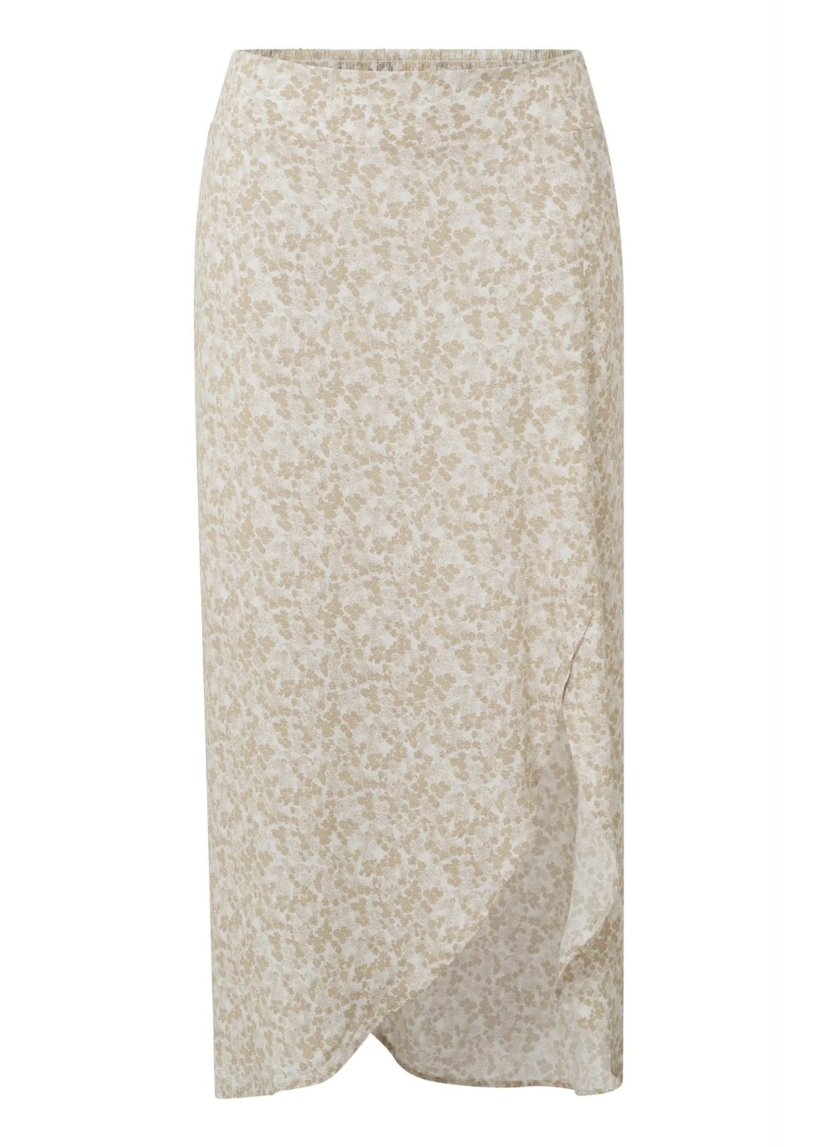 YAYA Yaya - Printed Fake Wrap Midi Skirt with Elastic Waist