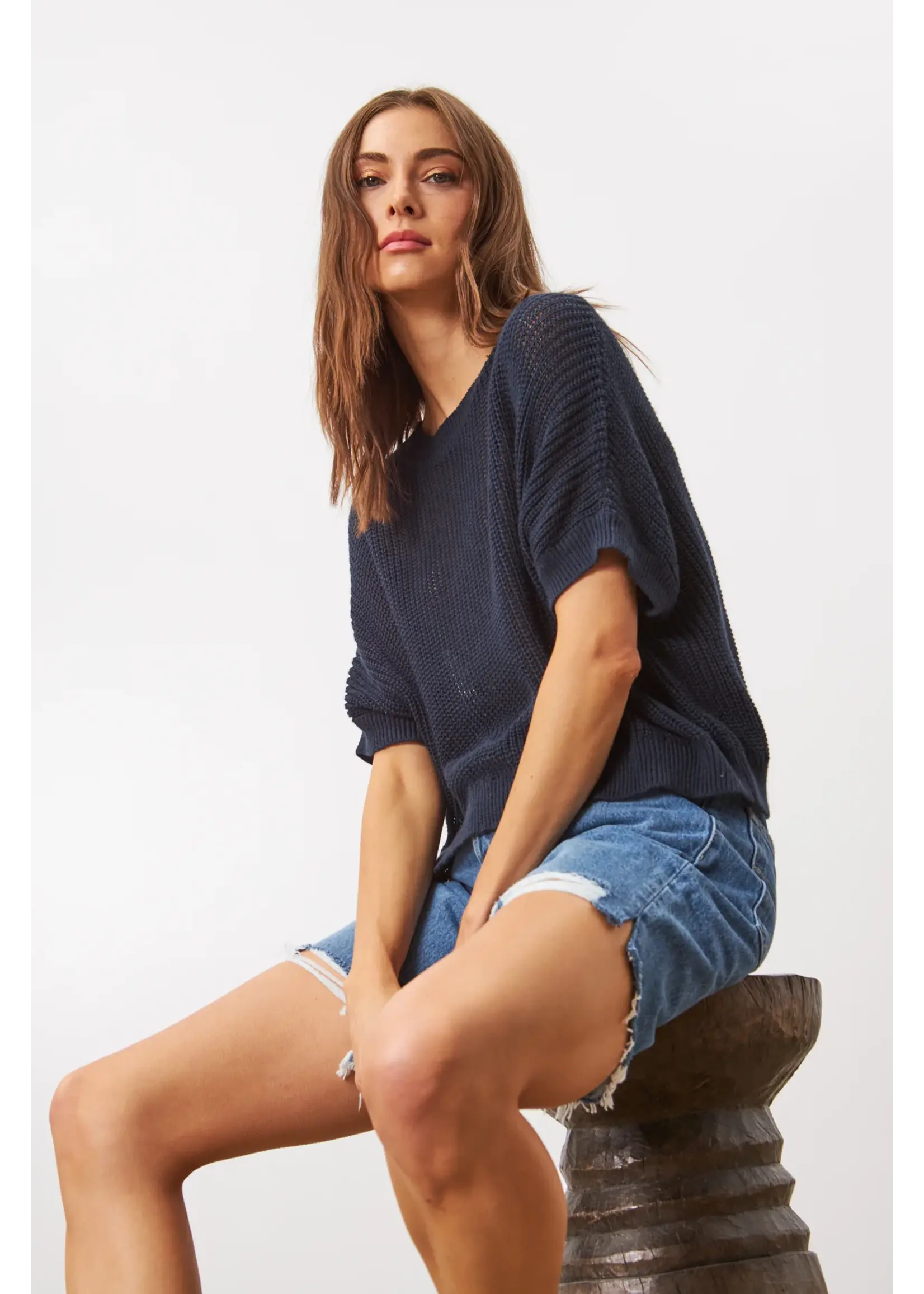 Line the Label Line - Emersyn Short Sleeve Knit Pullover