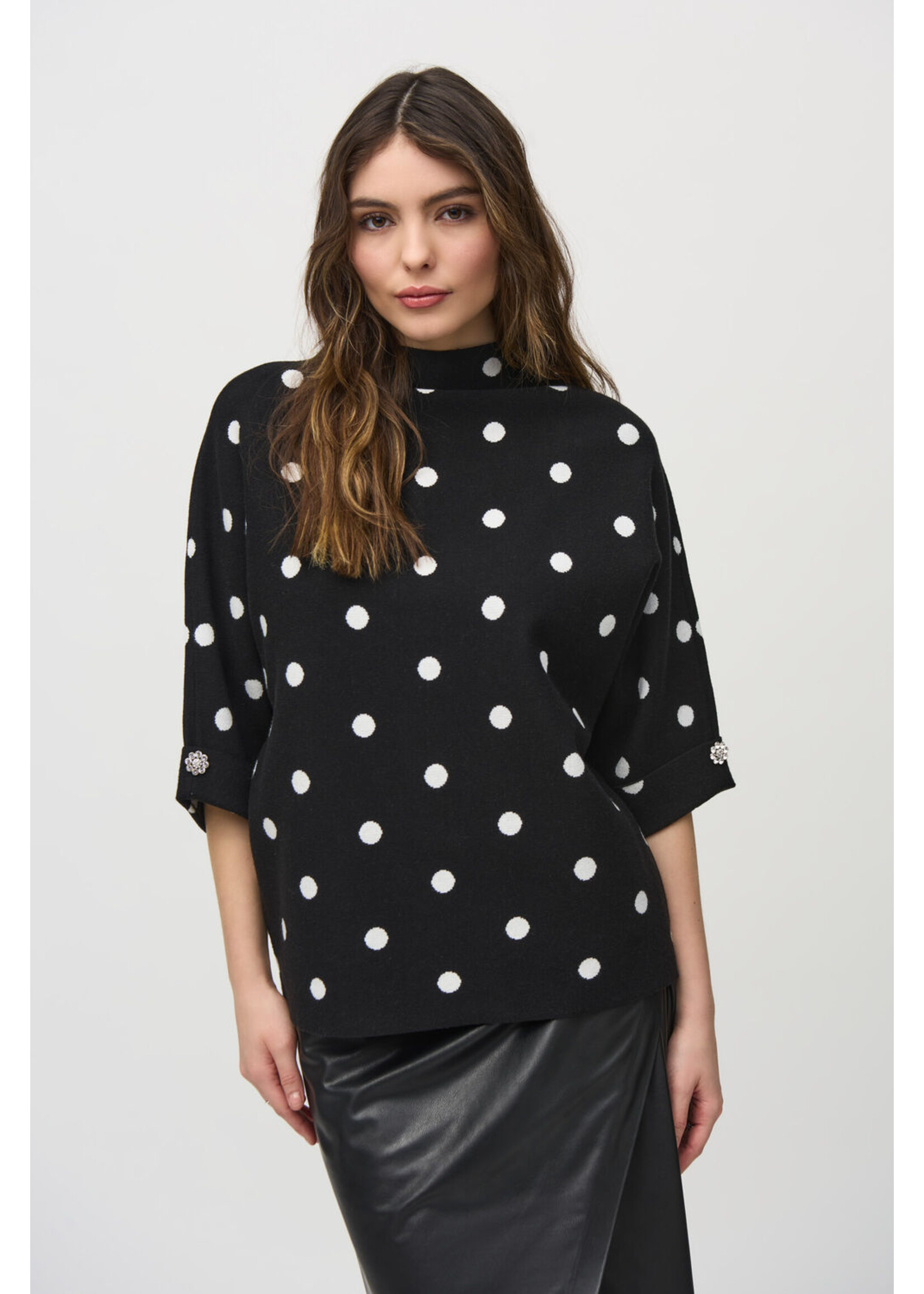 Joseph Ribkoff Joseph Ribkoff - Jacquard Sweater Dot Print Top 244936