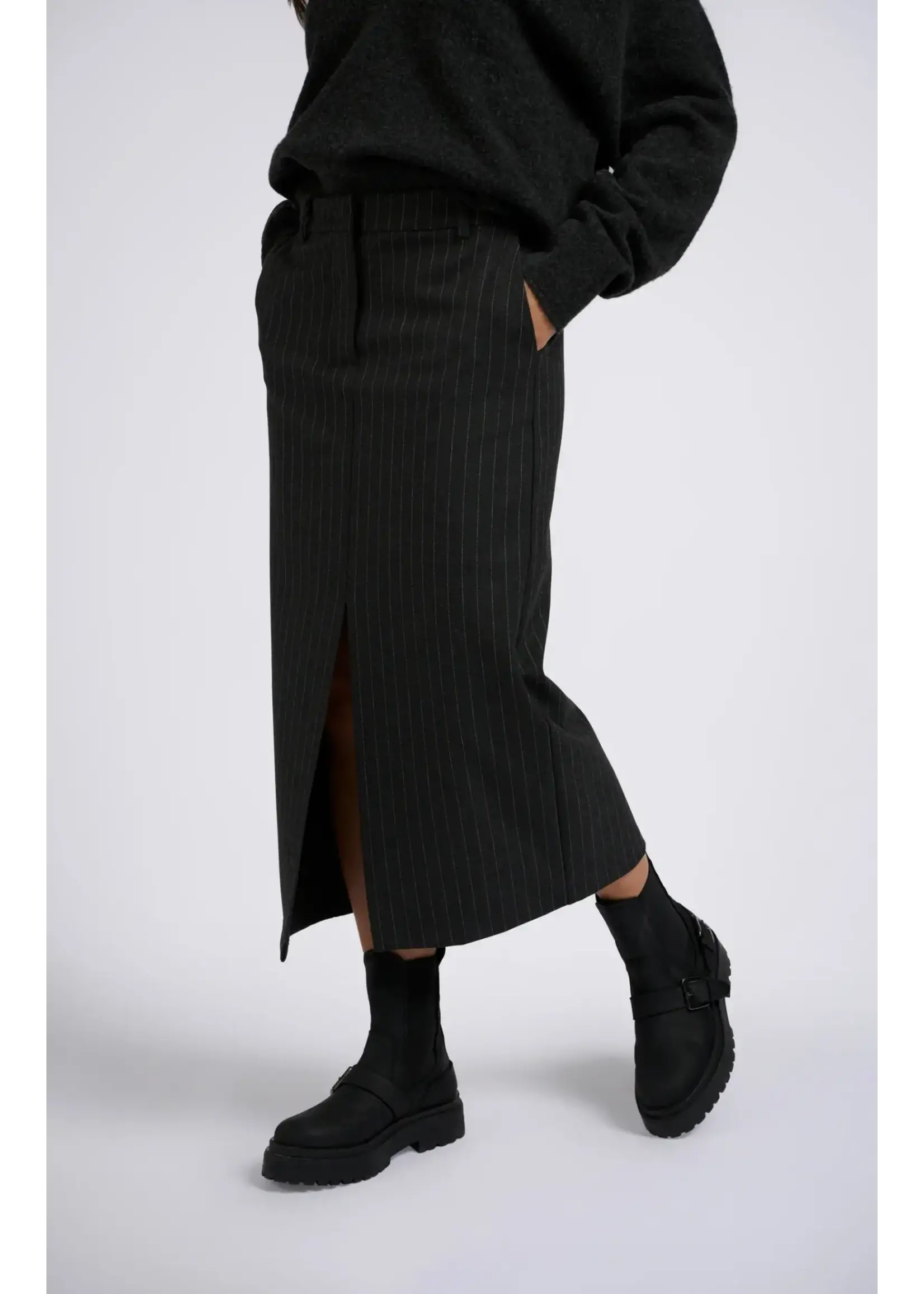 YAYA Yaya - Soft Woven Pinstripe Midi Skirt