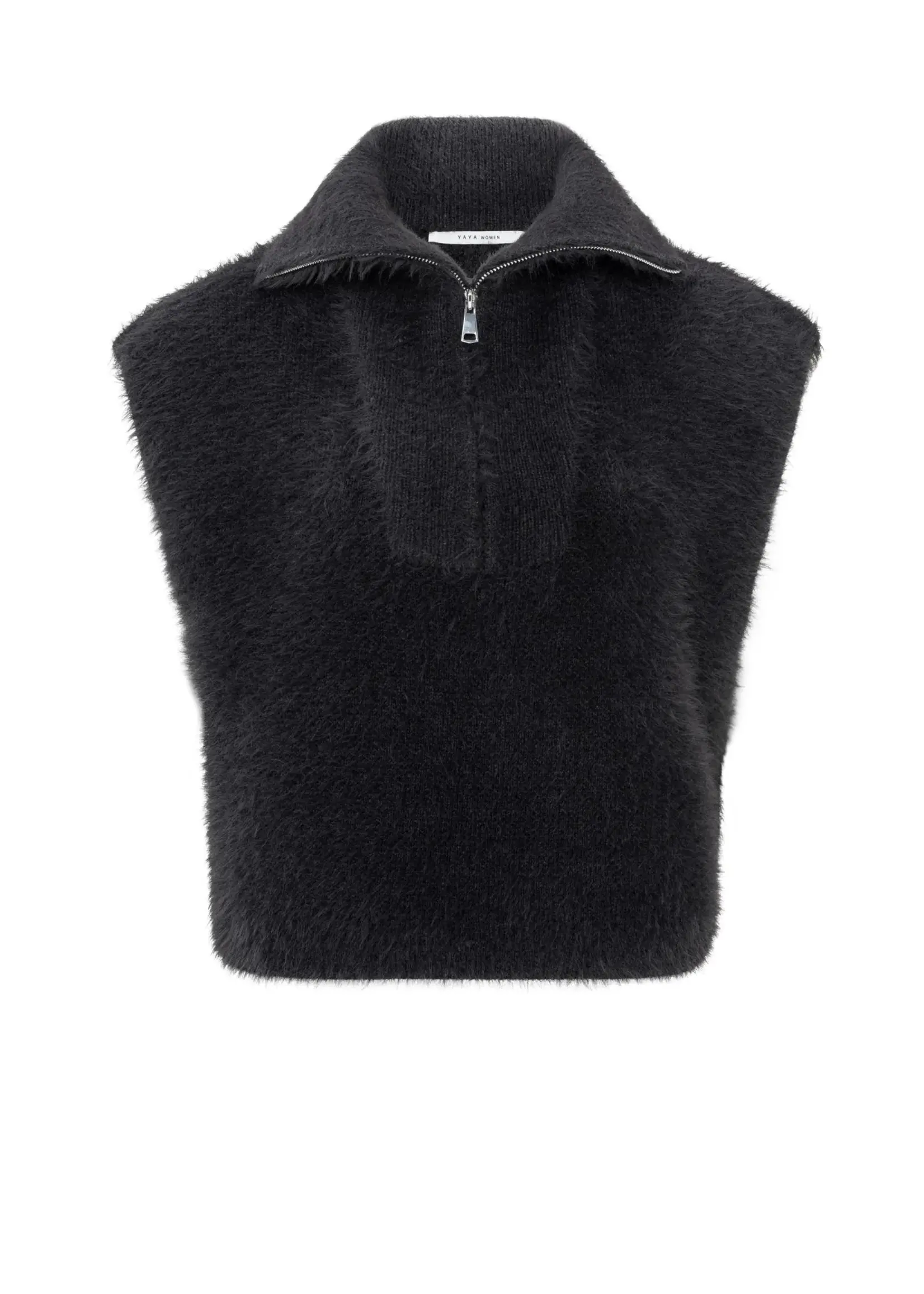 YAYA Yaya - Sleeveless fluffy Sweater with Zipper collar