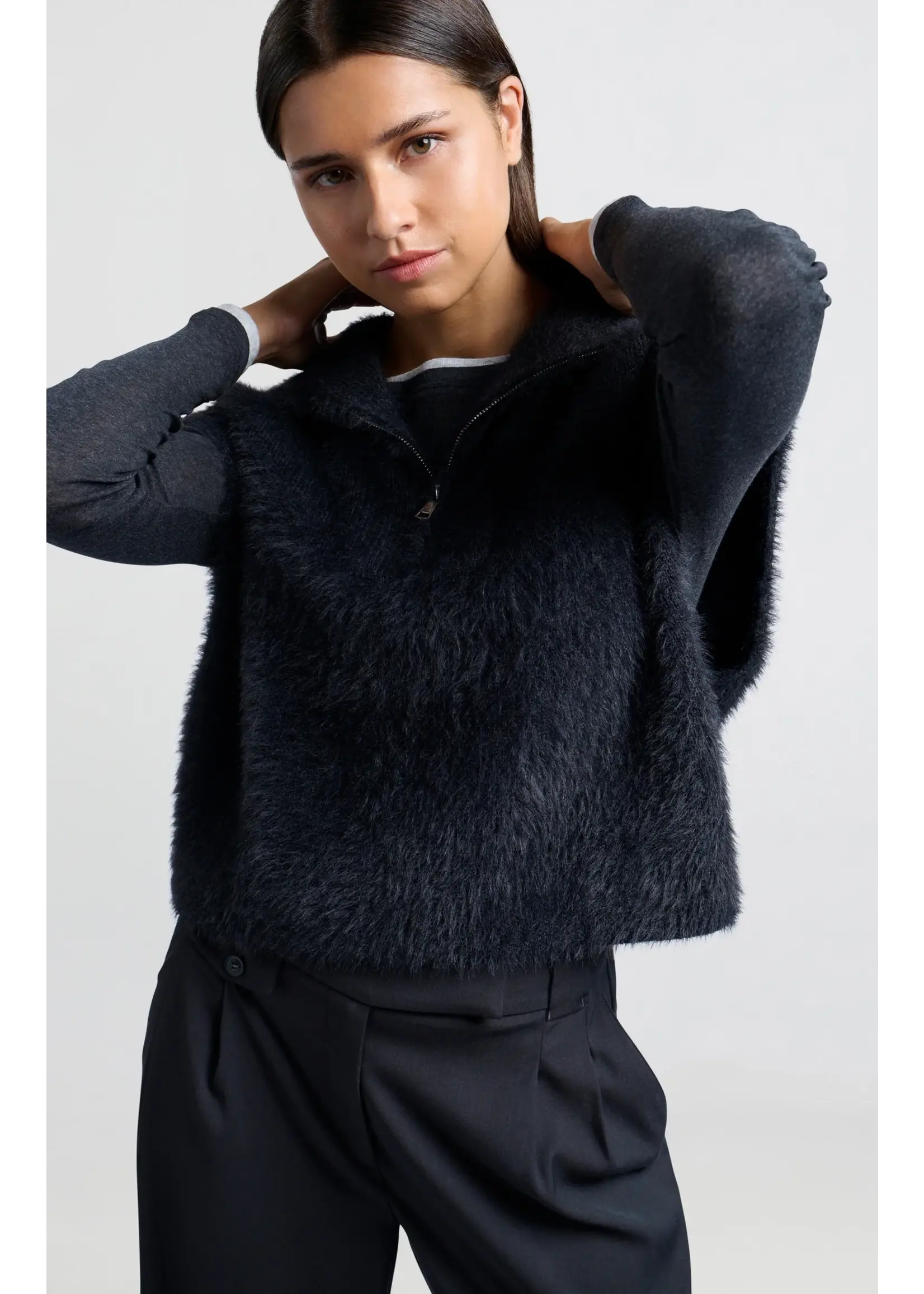Fuzzy sweater with zipper online