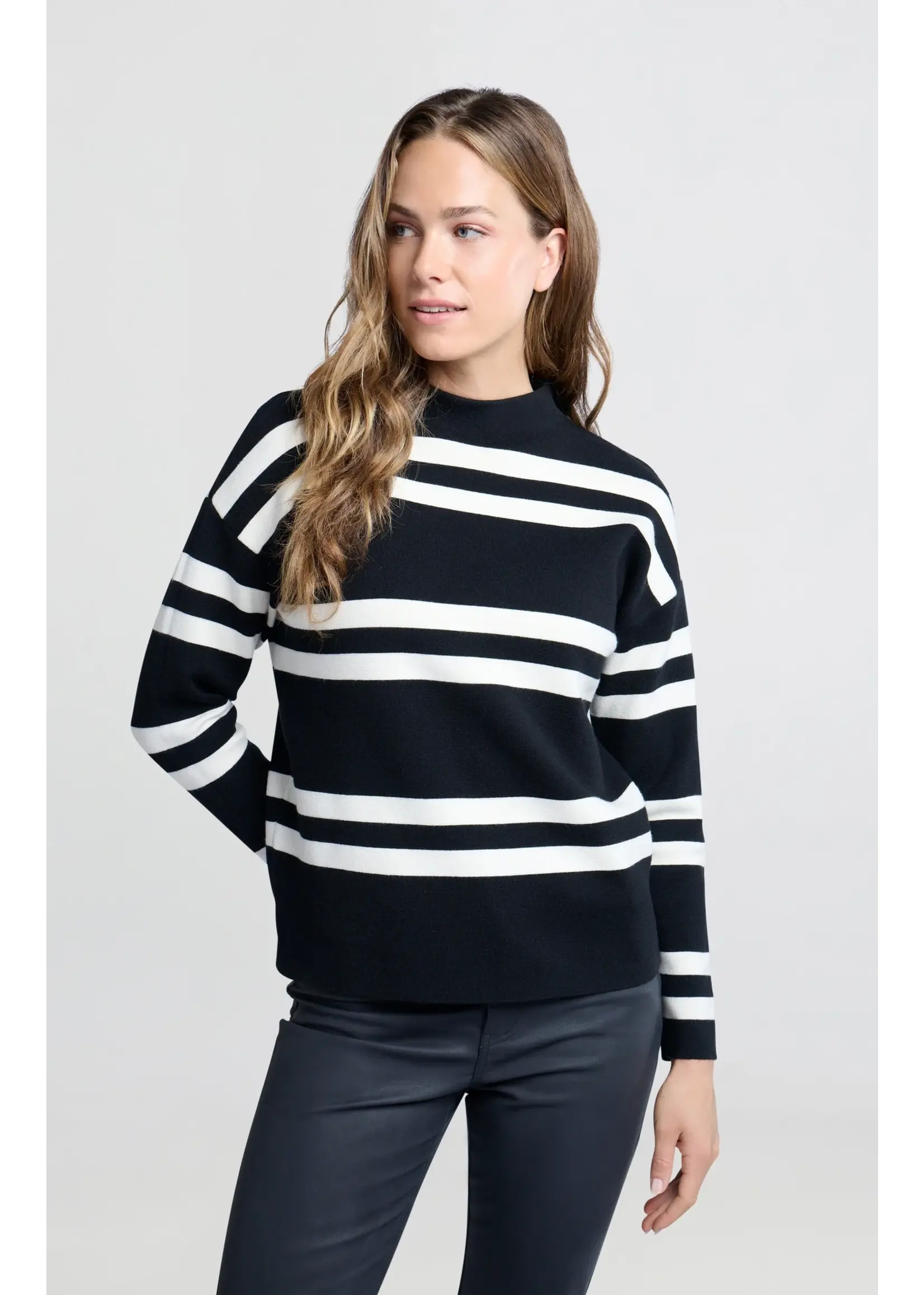 YAYA Yaya - Block Stripe sweater with High Neck