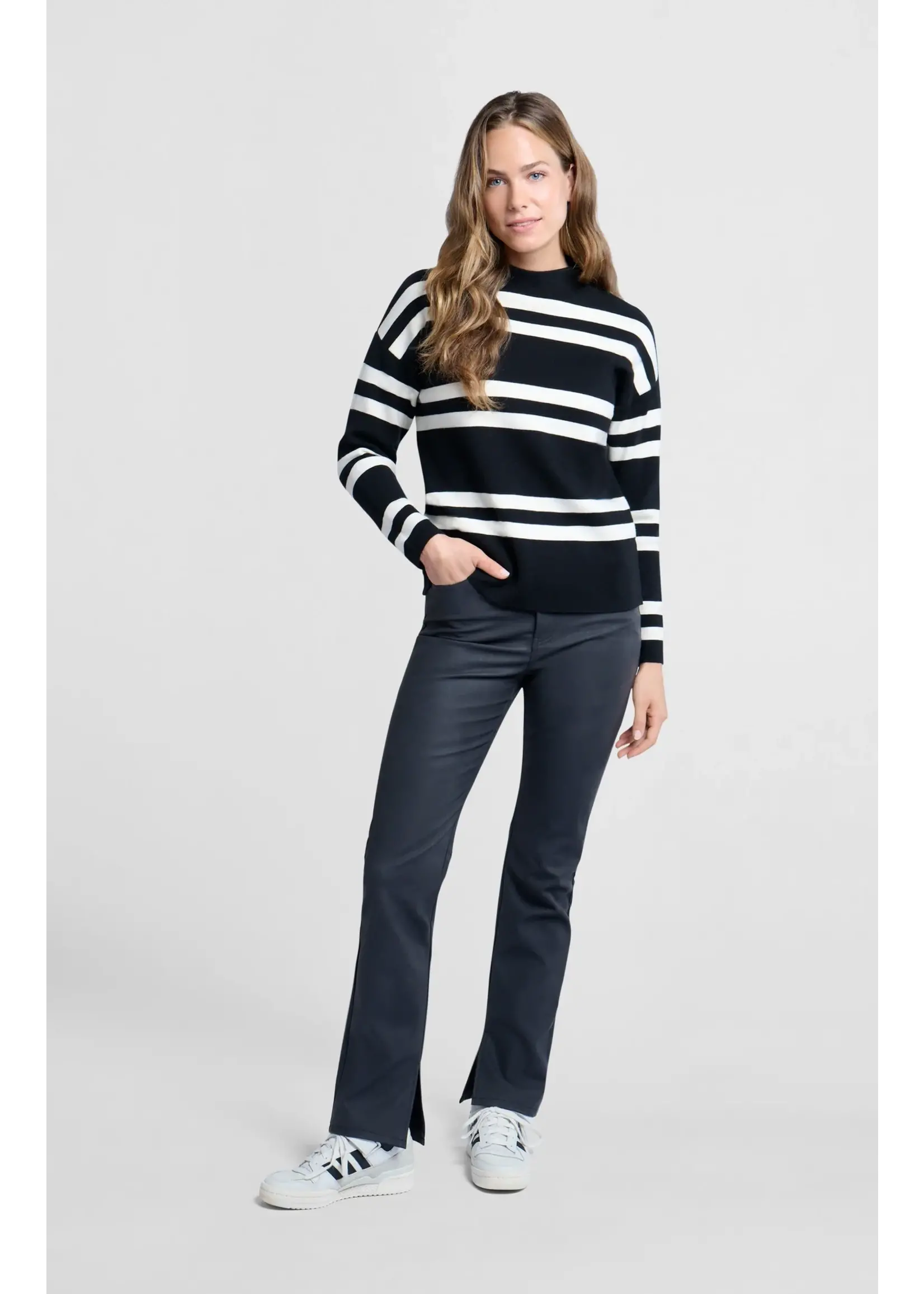 YAYA Yaya - Block Stripe sweater with High Neck