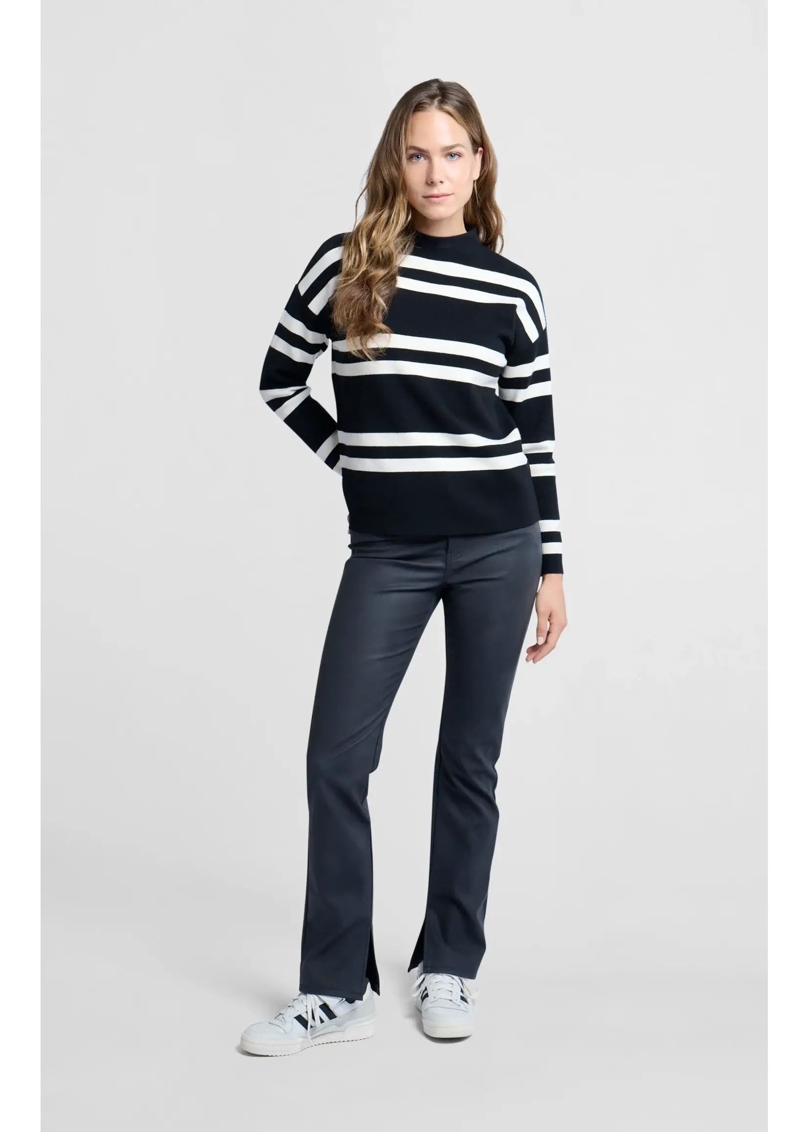 YAYA Yaya - Block Stripe sweater with High Neck