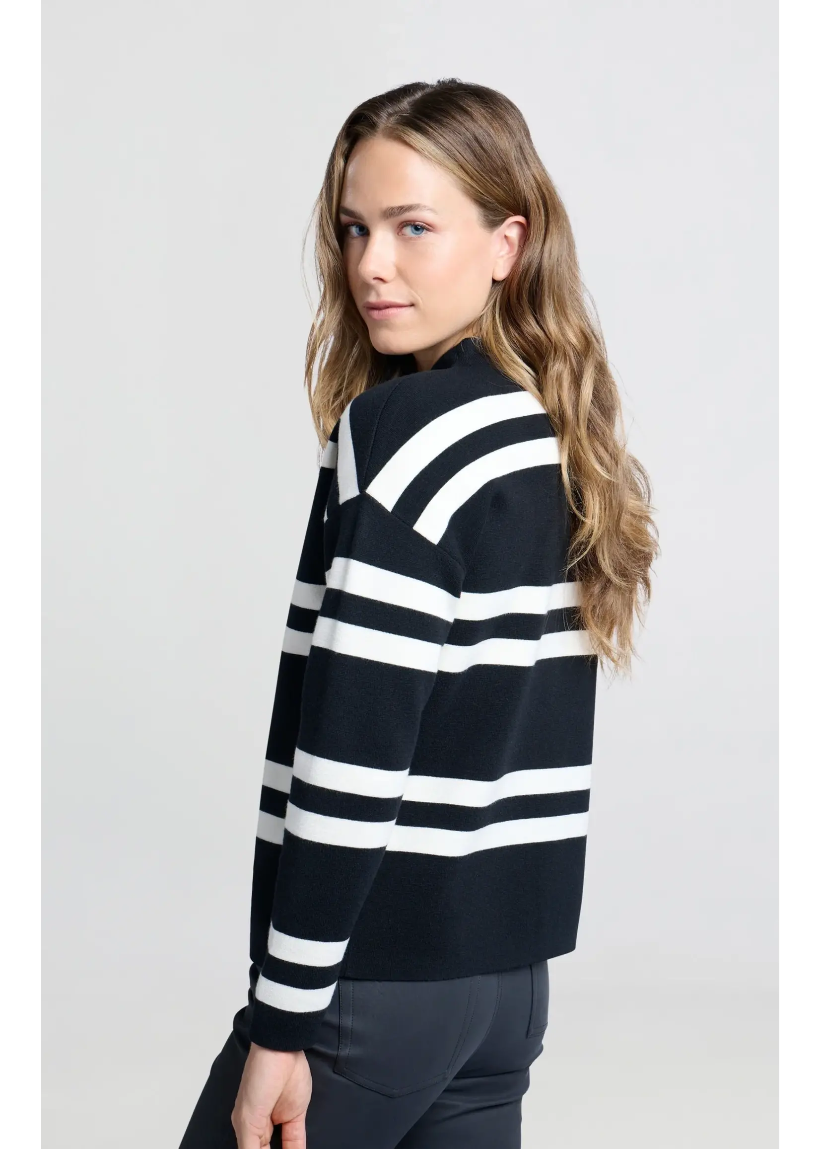 YAYA Yaya - Block Stripe sweater with High Neck