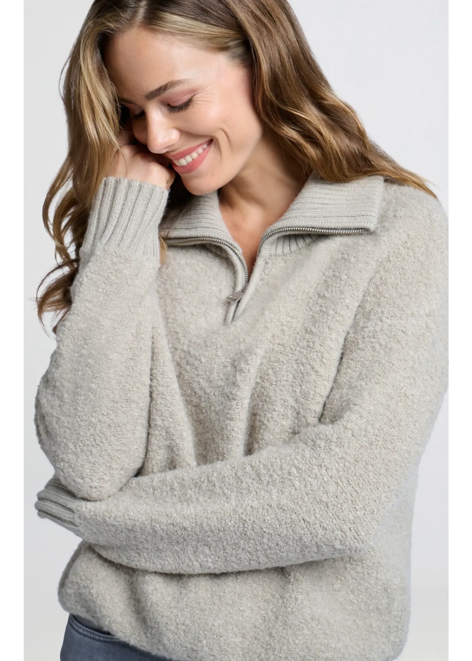 YAYA Yaya - Boucle Sweater with Rib Detail