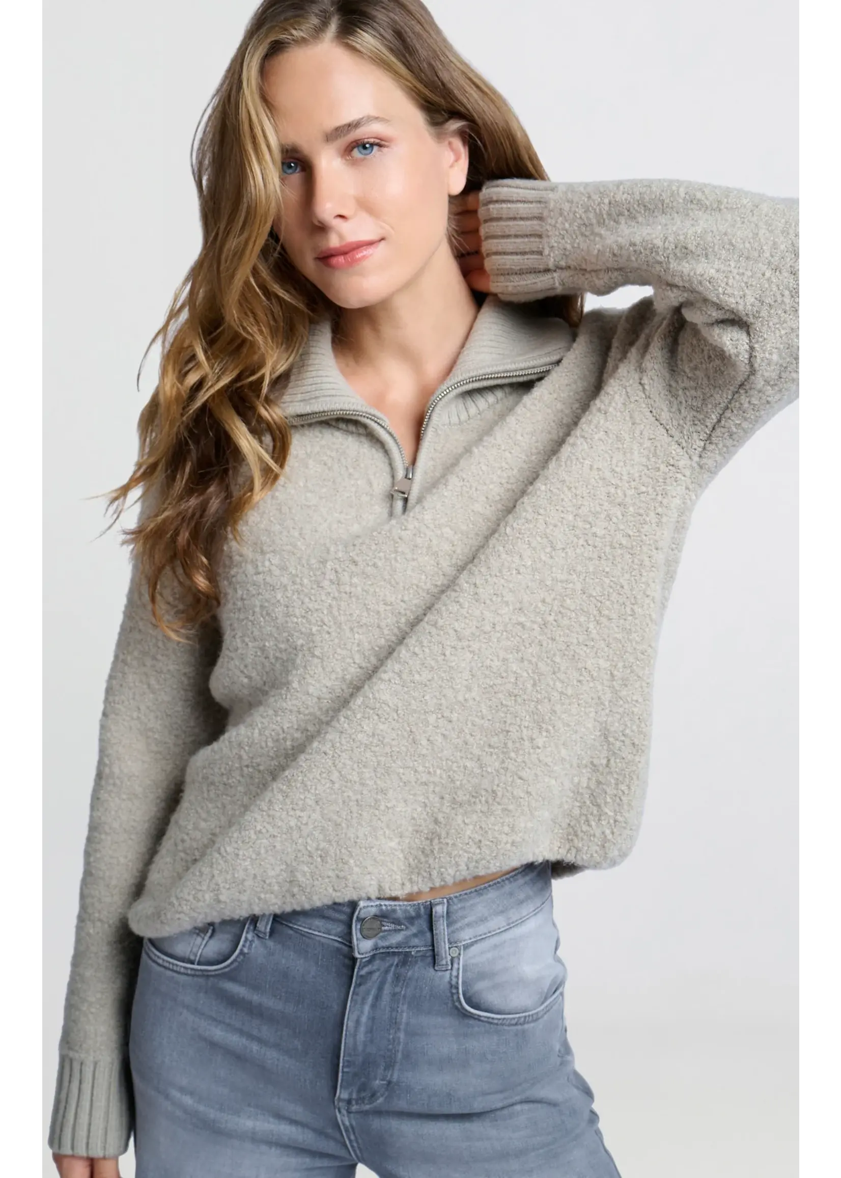 YAYA Yaya - Boucle Sweater with Rib Detail