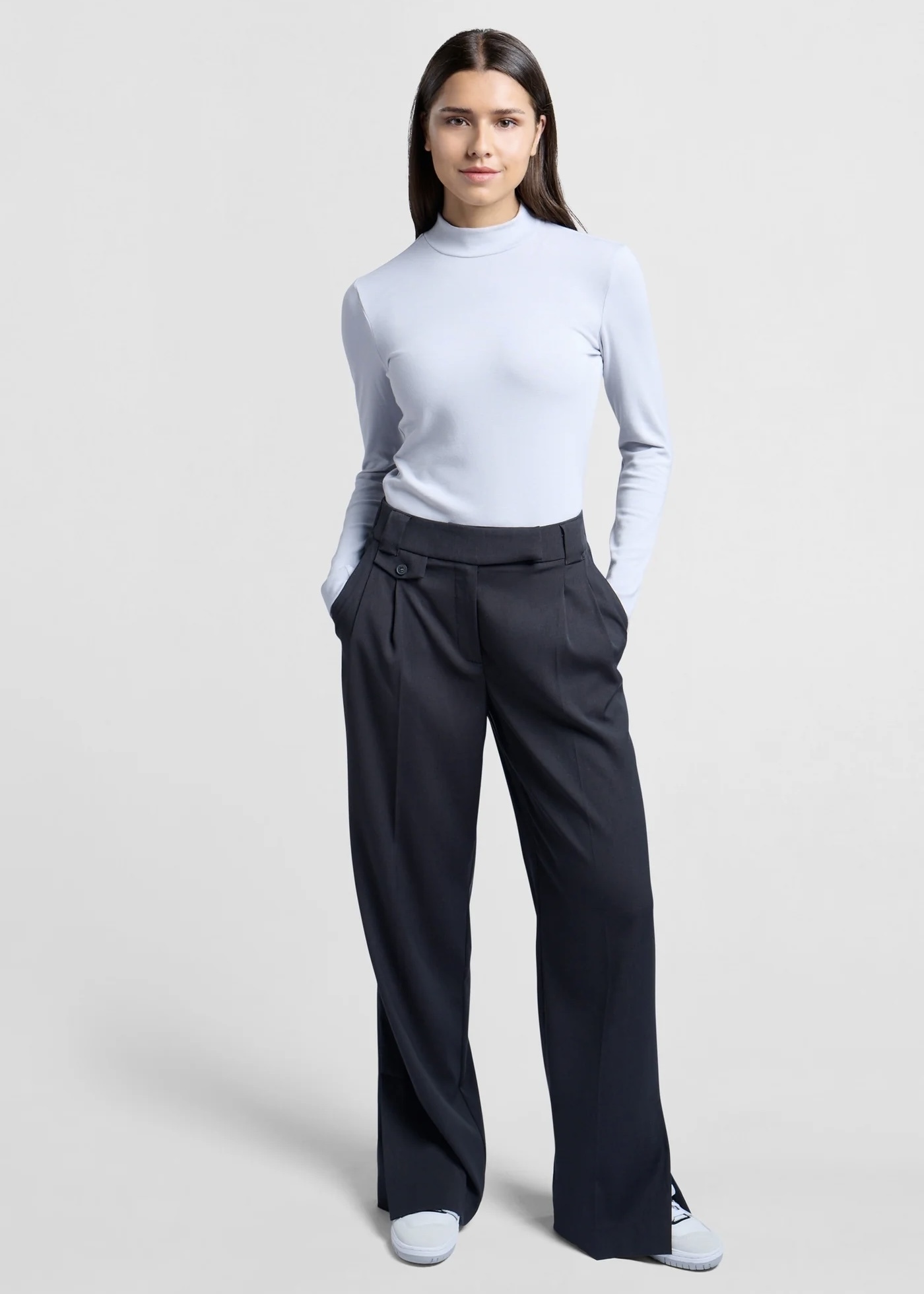 YAYA Yaya - Wide Leg Trousers with Placket - MonAmie Boutique