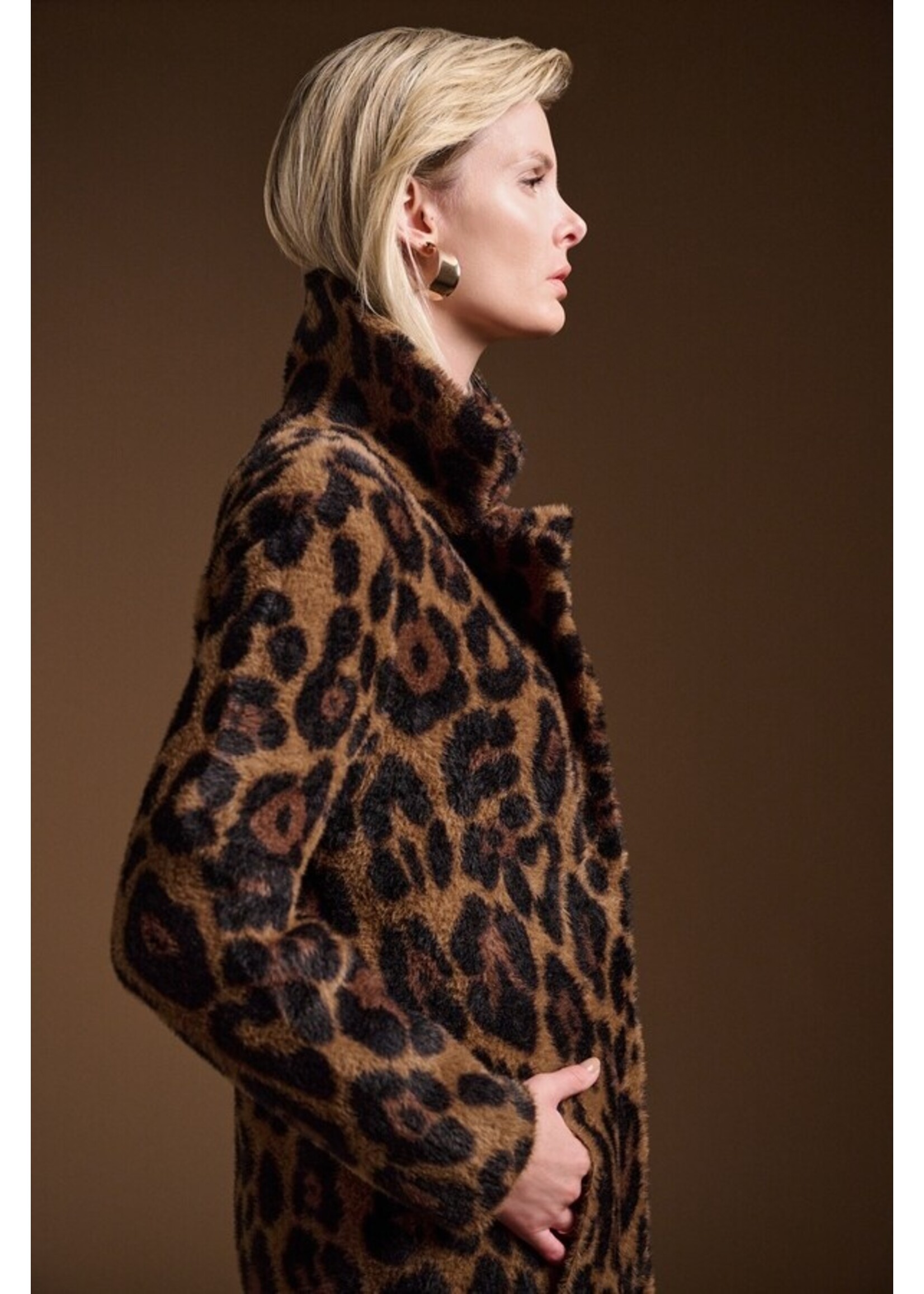 Joseph Ribkoff Leopard Print Faux Fur Coat MonAmie Boutique