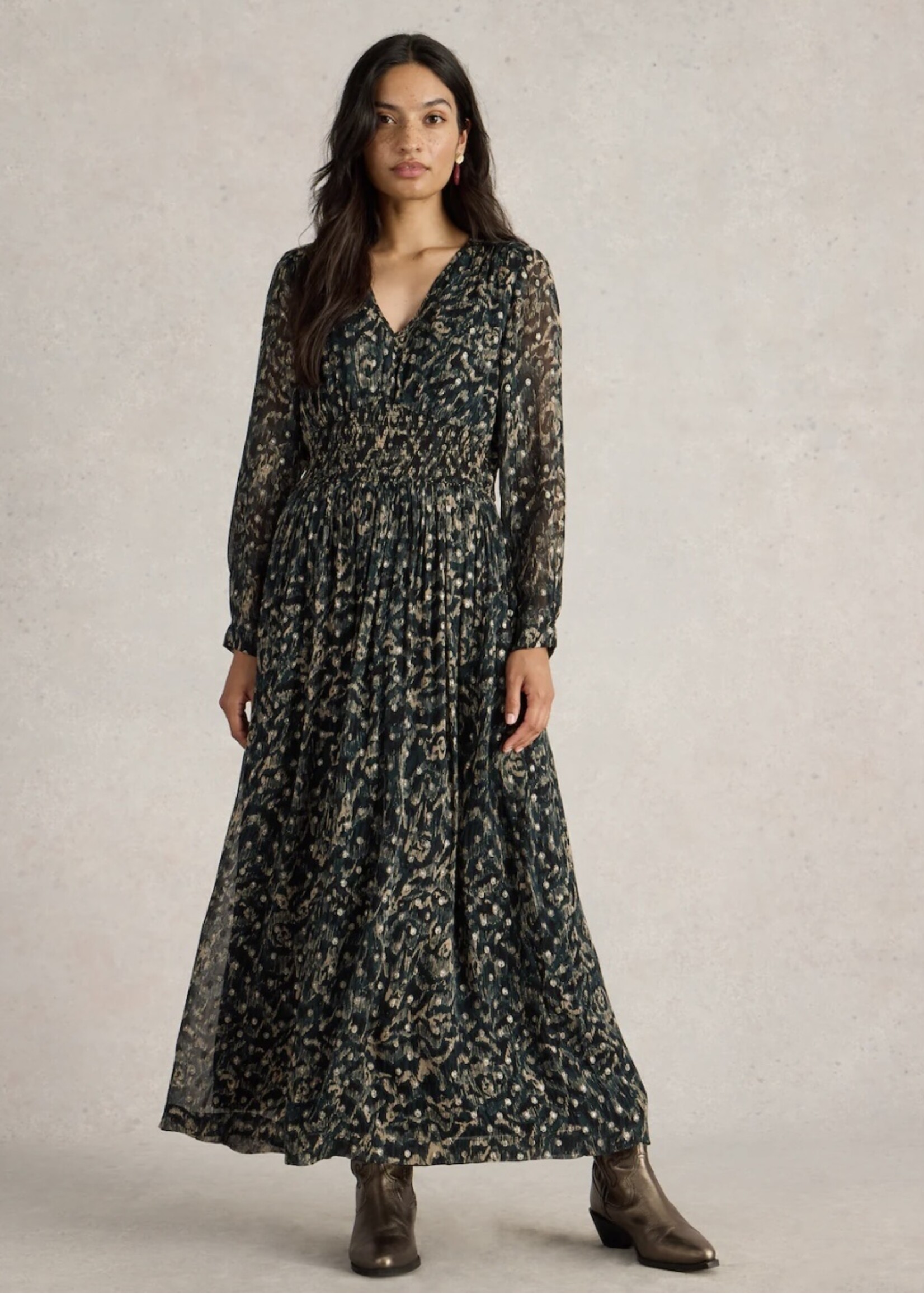 White Stuff Femme White Stuff - Edie Metallic Spot Maxi Dress