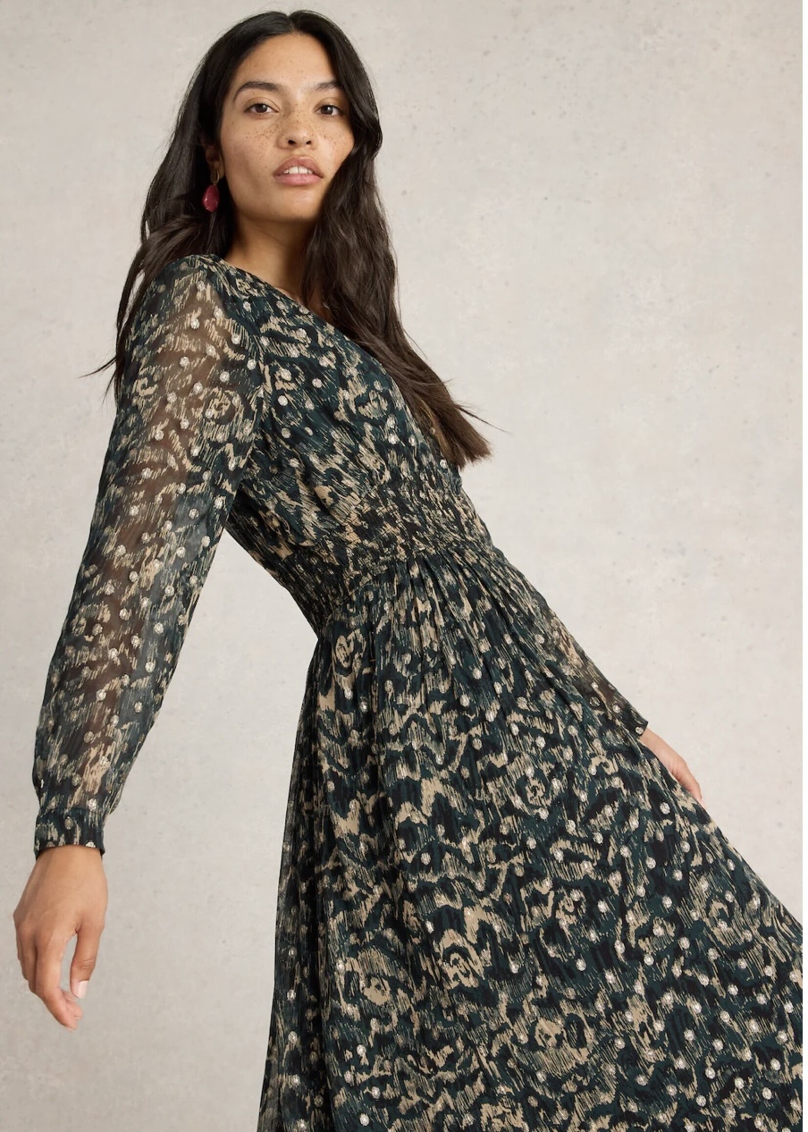 White Stuff Femme White Stuff - Edie Metallic Spot Maxi Dress