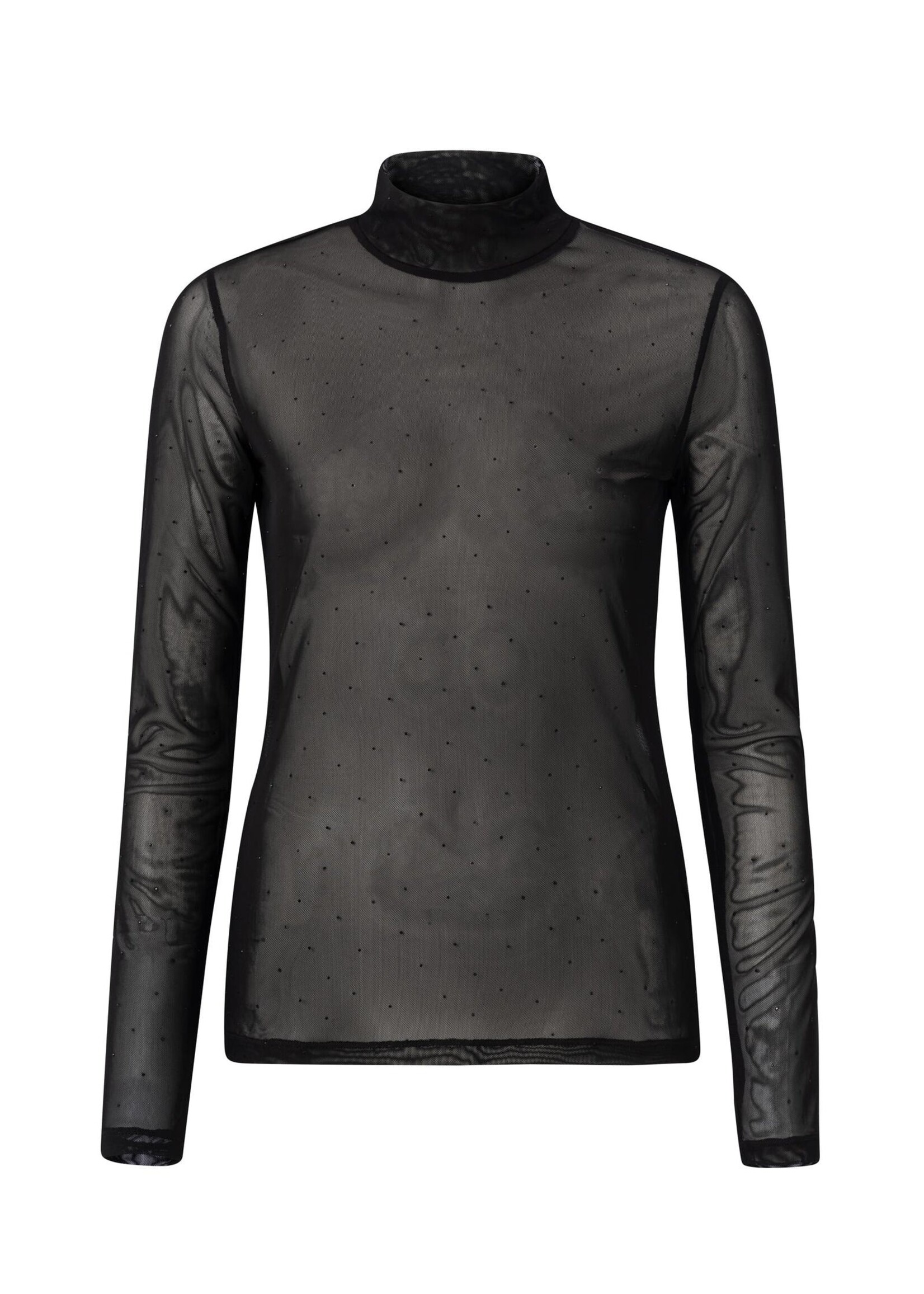 YAYA Yaya - High Neck Mesh Top with Rhinestones