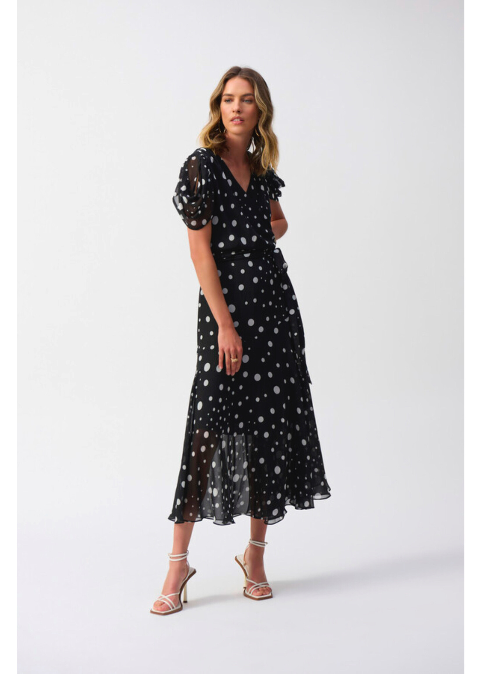 Joseph Ribkoff Joseph Ribkoff - V-Neck Polka Dot Midi Dress | 251907
