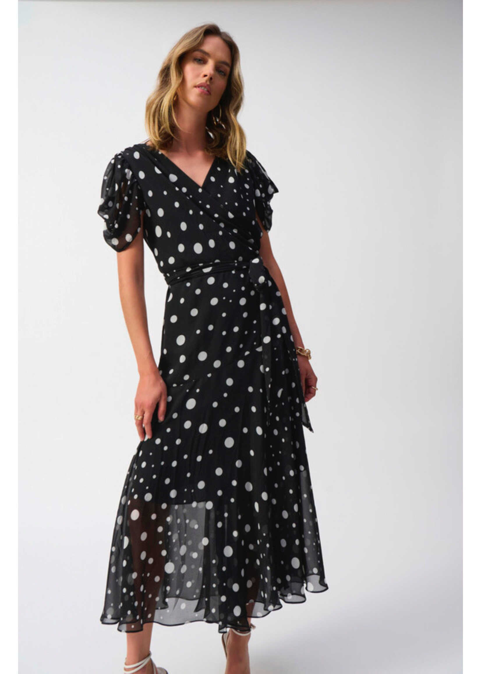Joseph Ribkoff Joseph Ribkoff - V-Neck Polka Dot Midi Dress | 251907