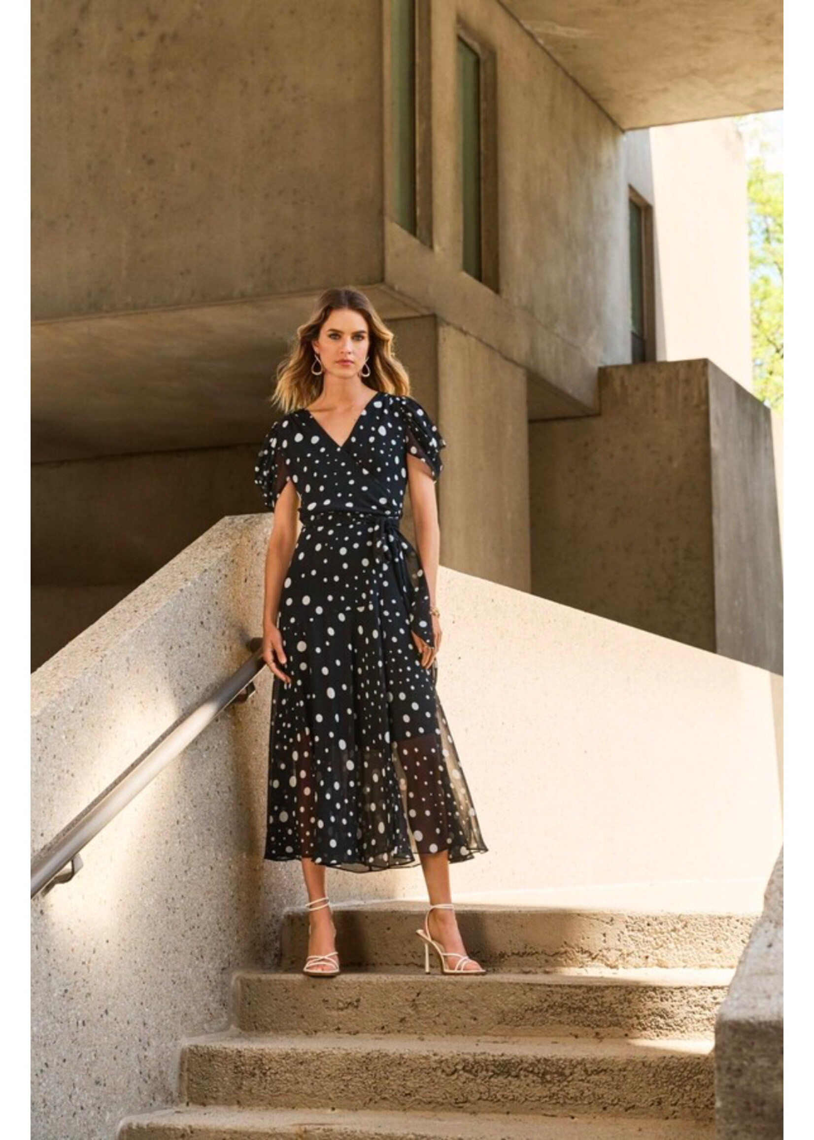 Joseph Ribkoff Joseph Ribkoff - V-Neck Polka Dot Midi Dress | 251907