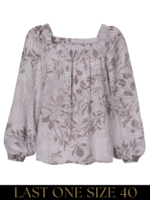 YAYA Yaya - Printed Long Sleeve Top with Fancy Neckline