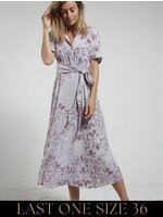 YAYA Yaya - Printed short sleeve dress with knotted waist detail