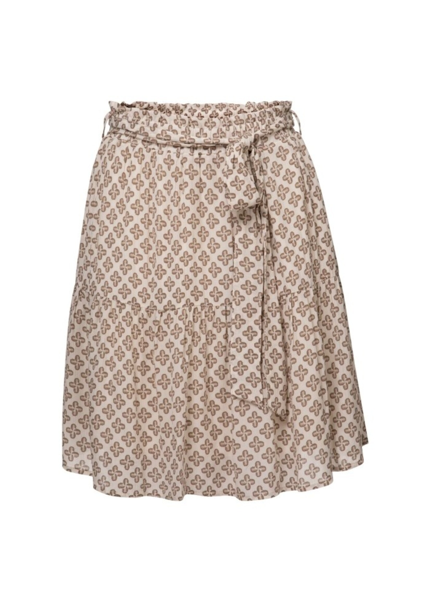 YAYA Yaya - Printed Mini Skirt with smocked waist in cotton