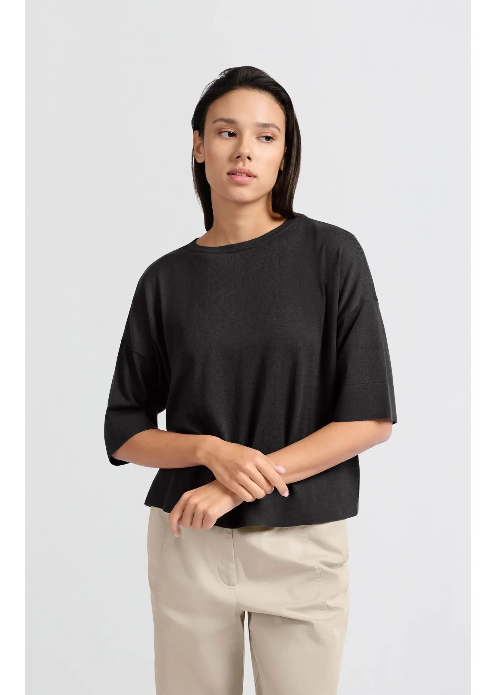 YAYA Yaya - Oversized Fine Knitted T-shirt