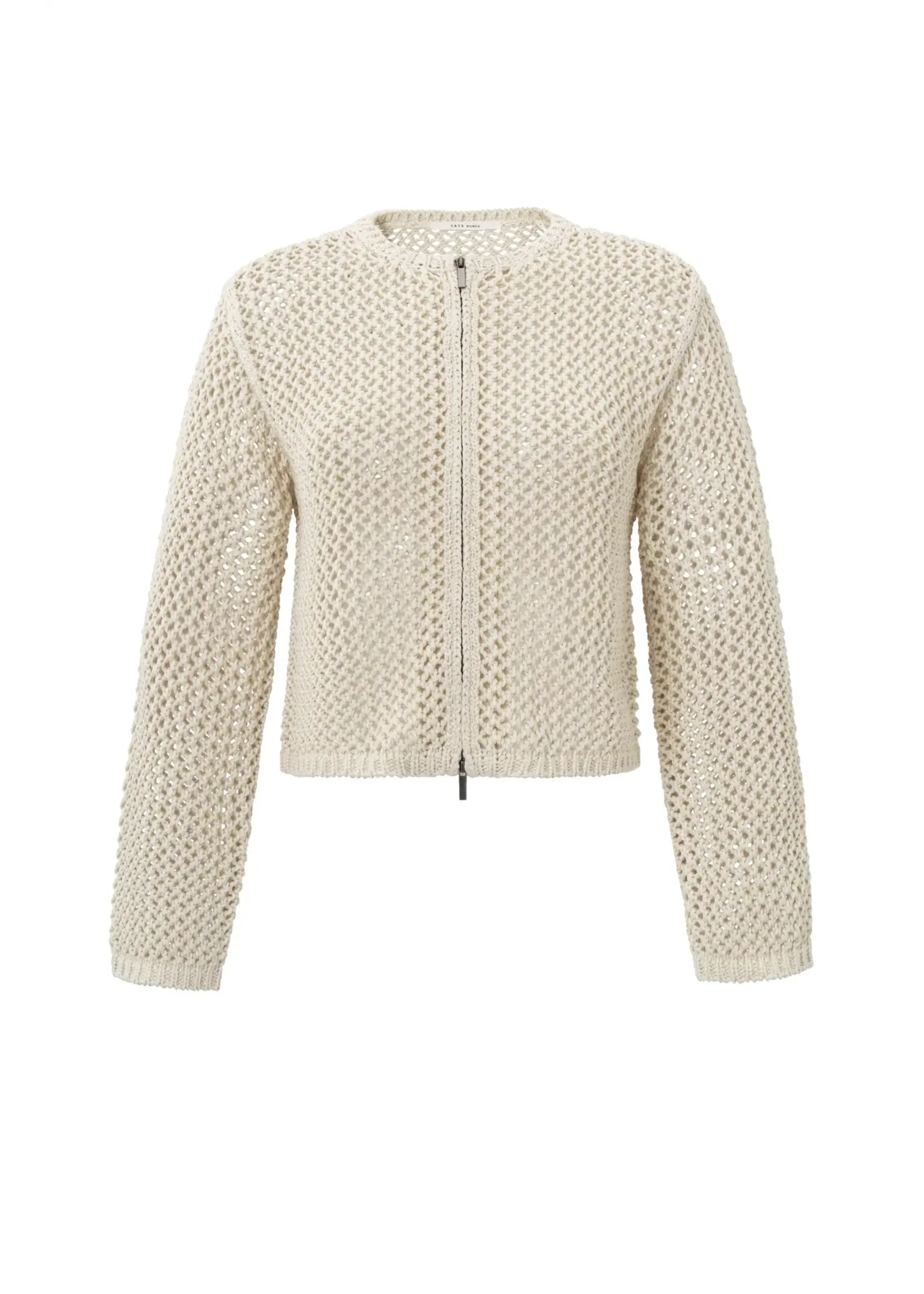 YAYA Yaya - Mesh Stitch Cardigan with Zipper