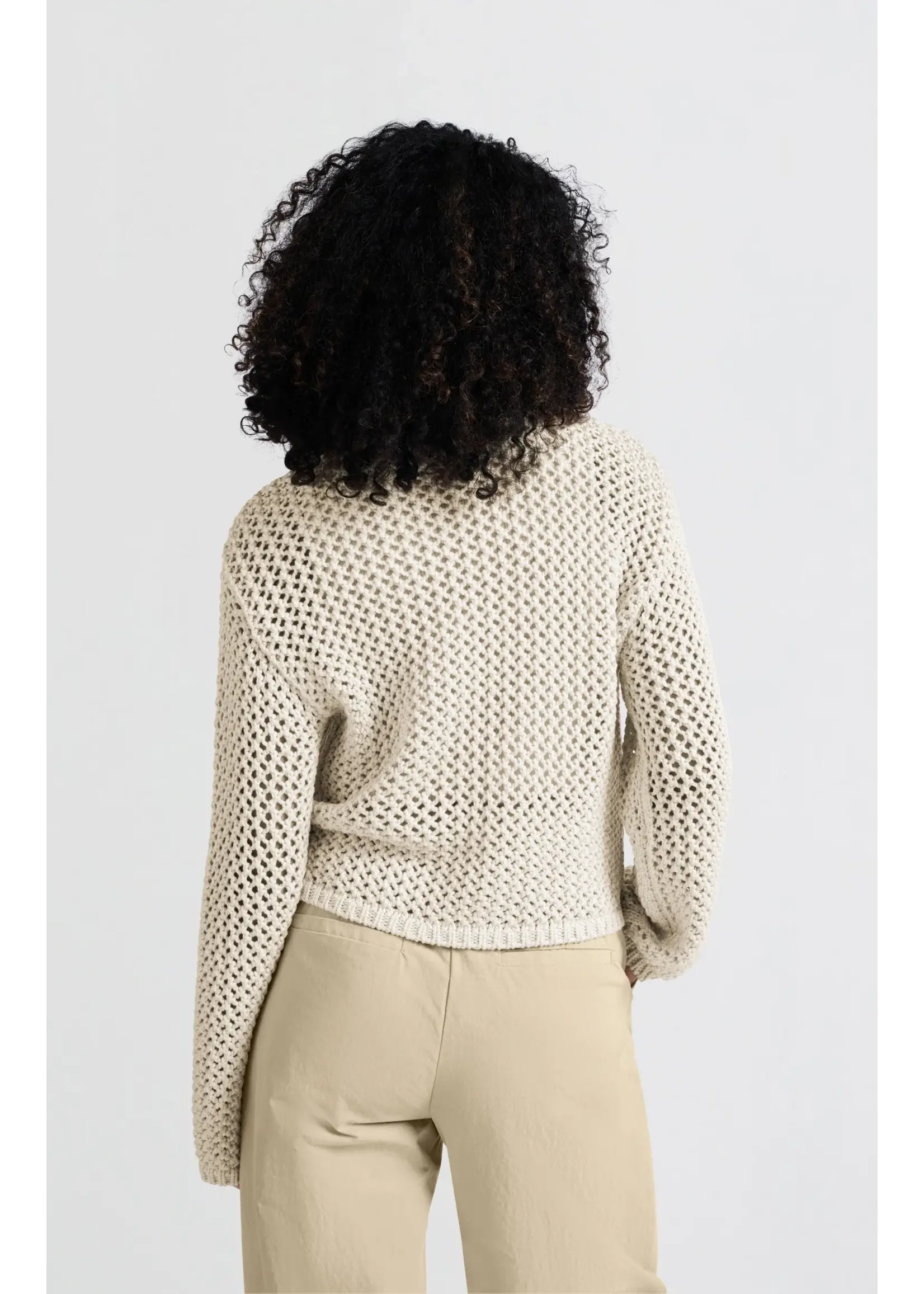 YAYA Yaya - Mesh Stitch Cardigan with Zipper