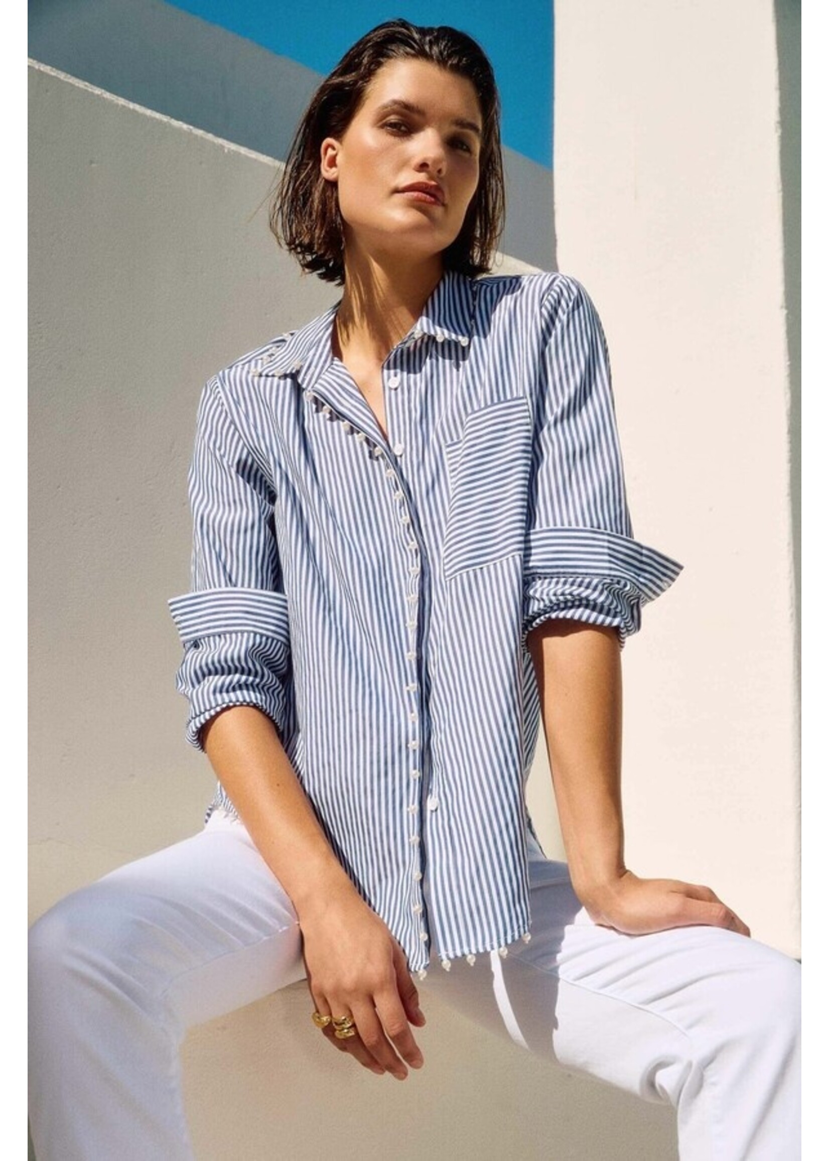 Joseph Ribkoff Joseph Ribkoff - Striped Casual Button Blouse Style 251942