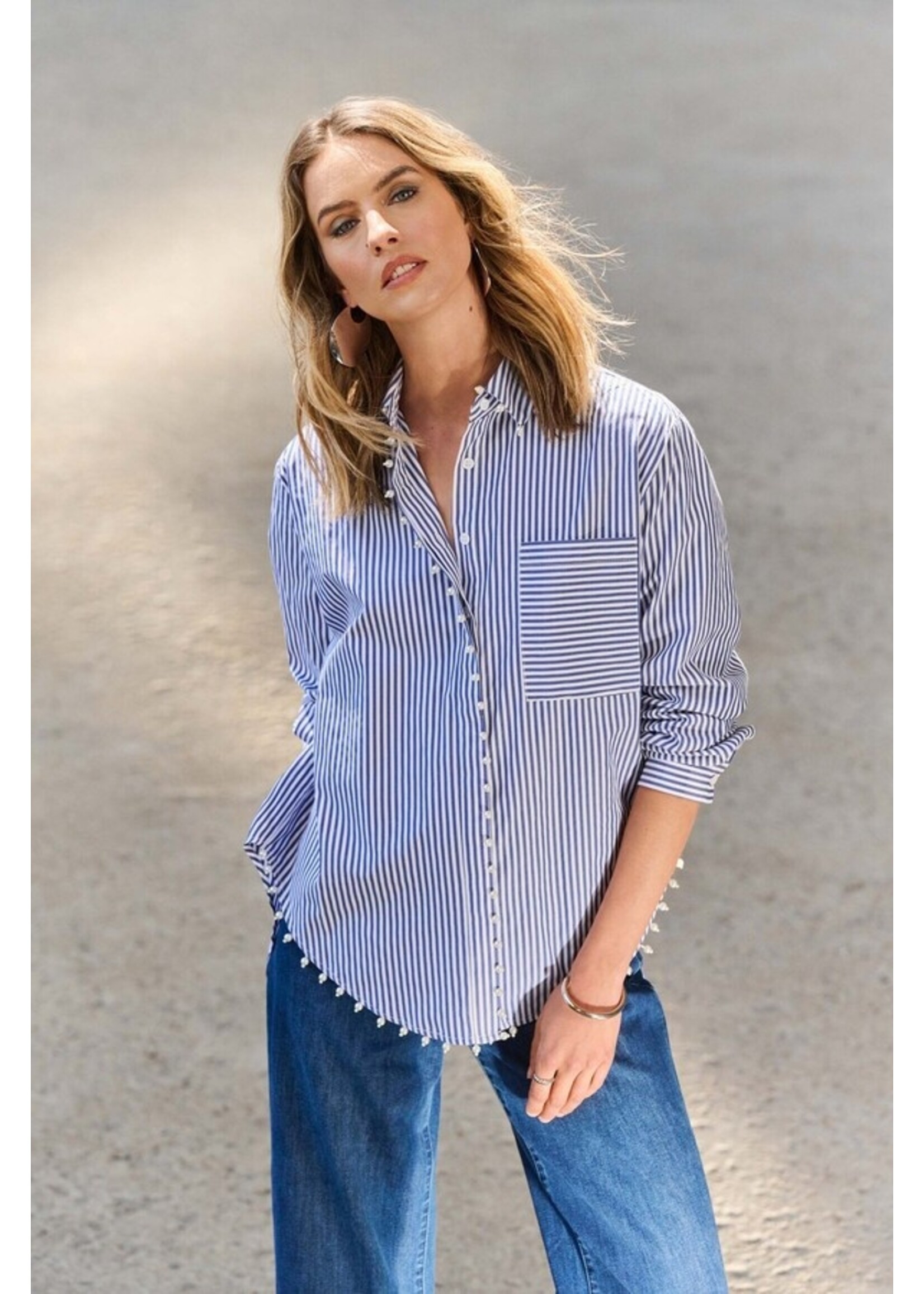 Joseph Ribkoff Joseph Ribkoff - Striped Casual Button Blouse Style 251942