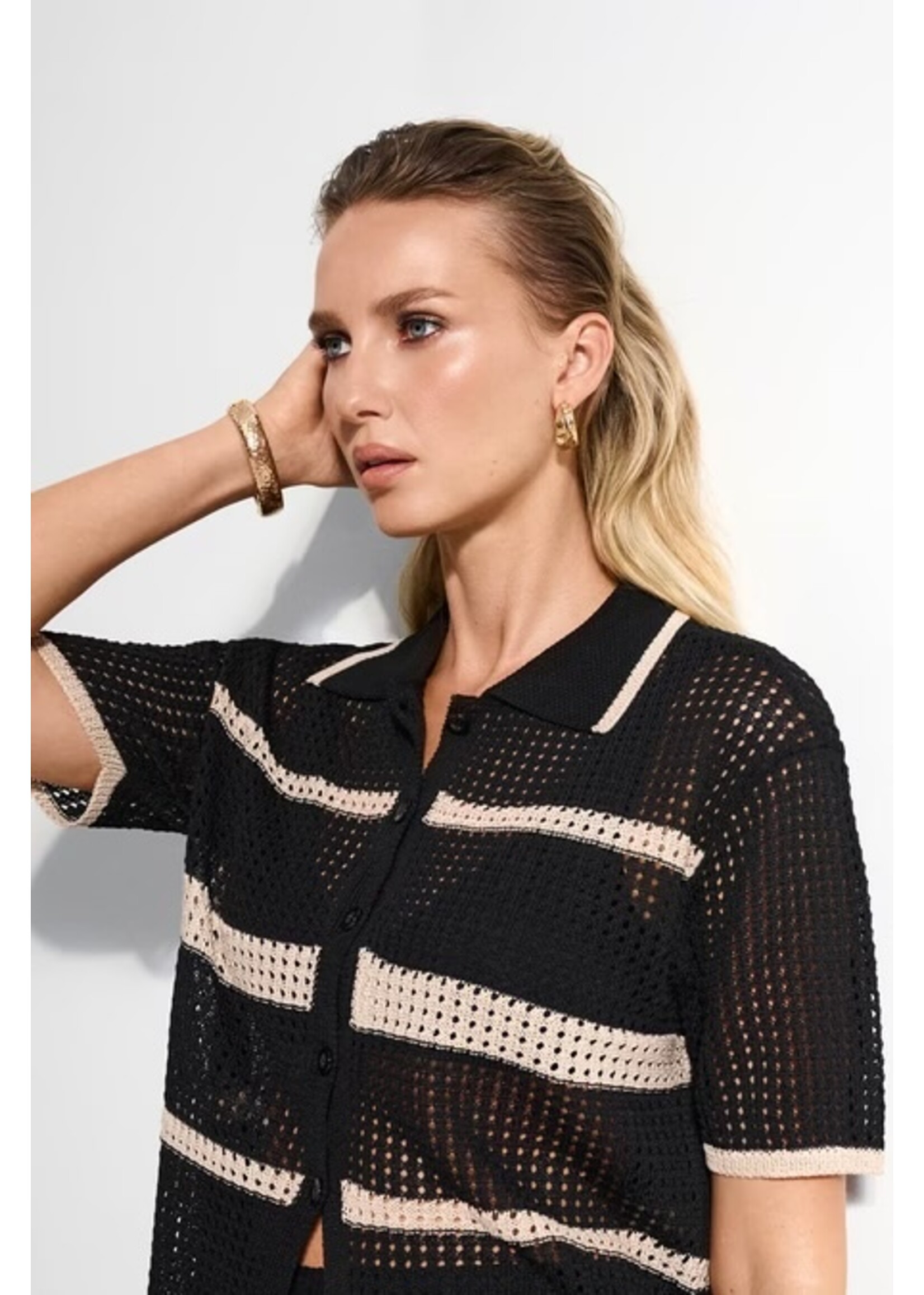 Joseph Ribkoff Joseph Ribkoff - Striped Cropped Casual Shirt Style 252924