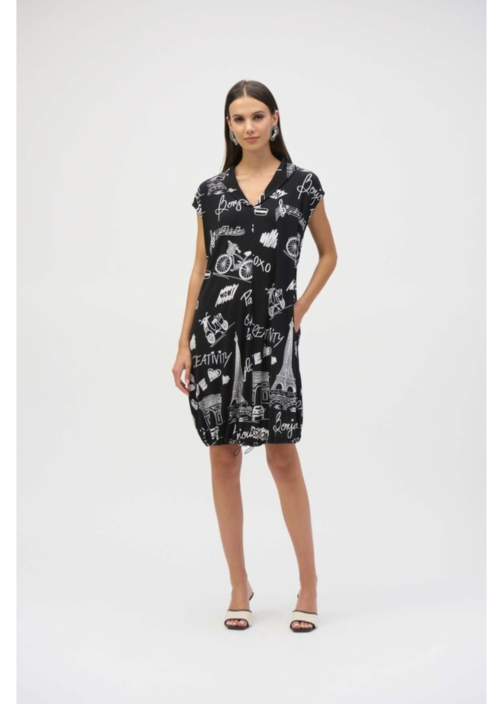 Joseph Ribkoff Joseph Ribkoff - Mini Shift Drawstring Dress Style 252025