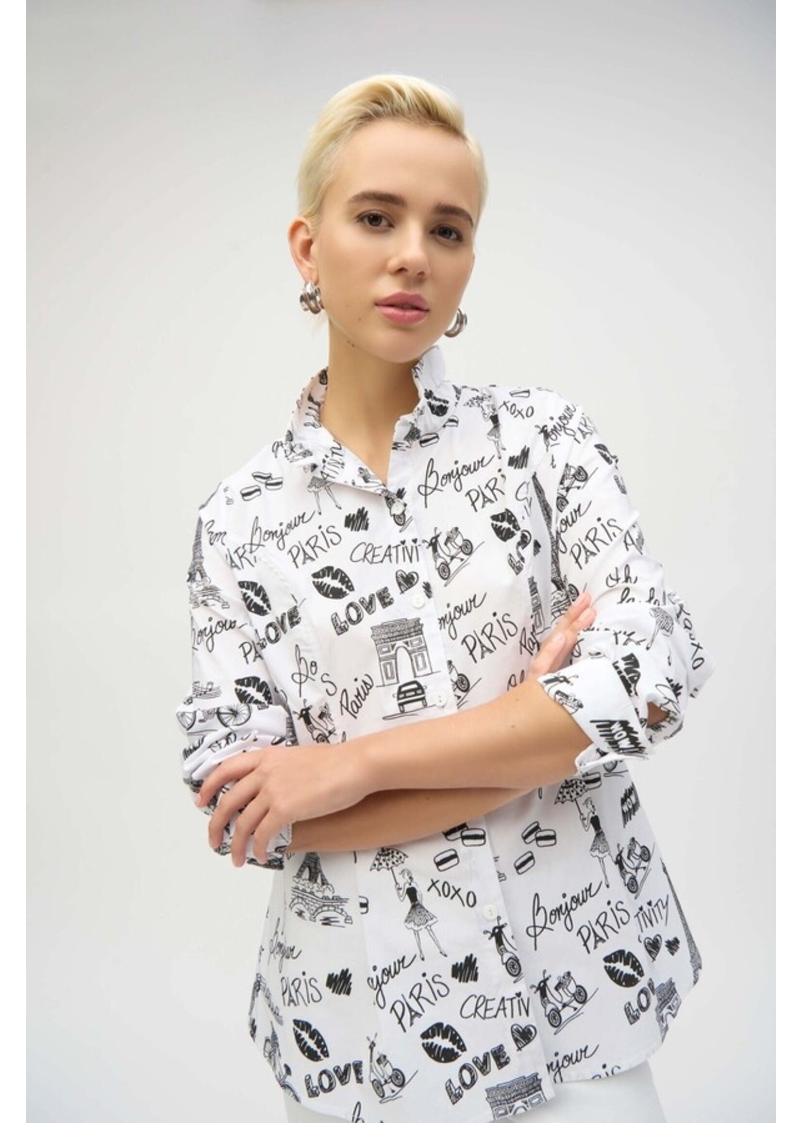 Joseph Ribkoff Joseph Ribkoff - Buttoned Graphic Casual Blouse Style 252929