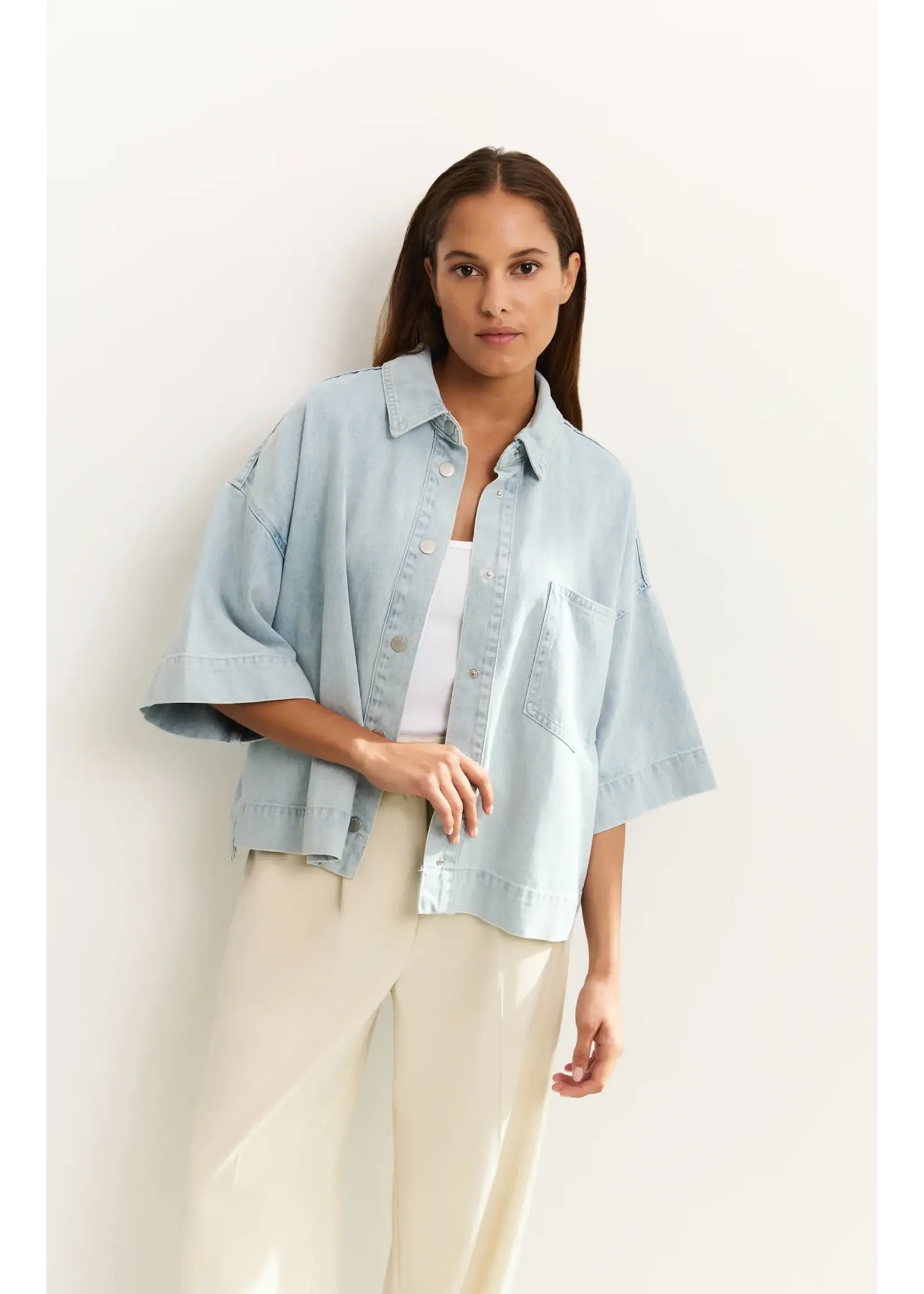 YAYA YAYA - Oversized Cropped Denim Jacket