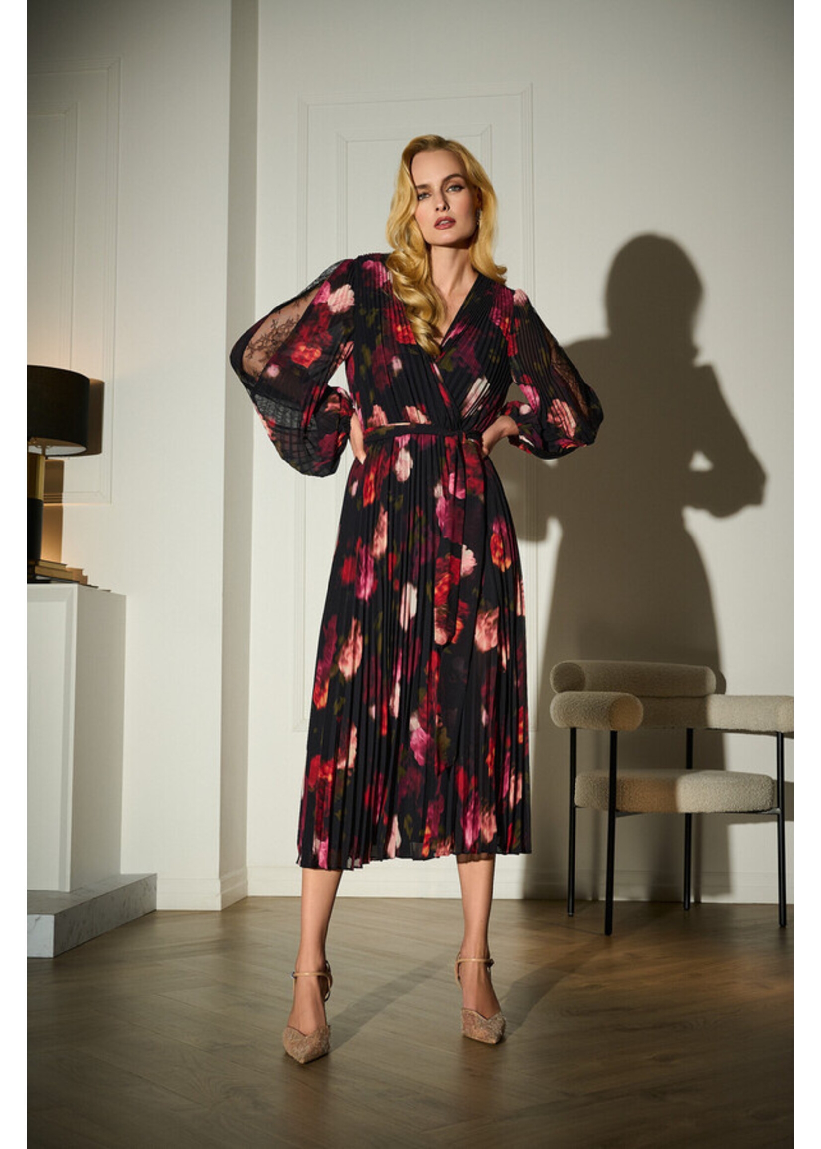 Joseph Ribkoff Joseph Ribkoff - Floral Long Puff Sleeve Dress Style 253774