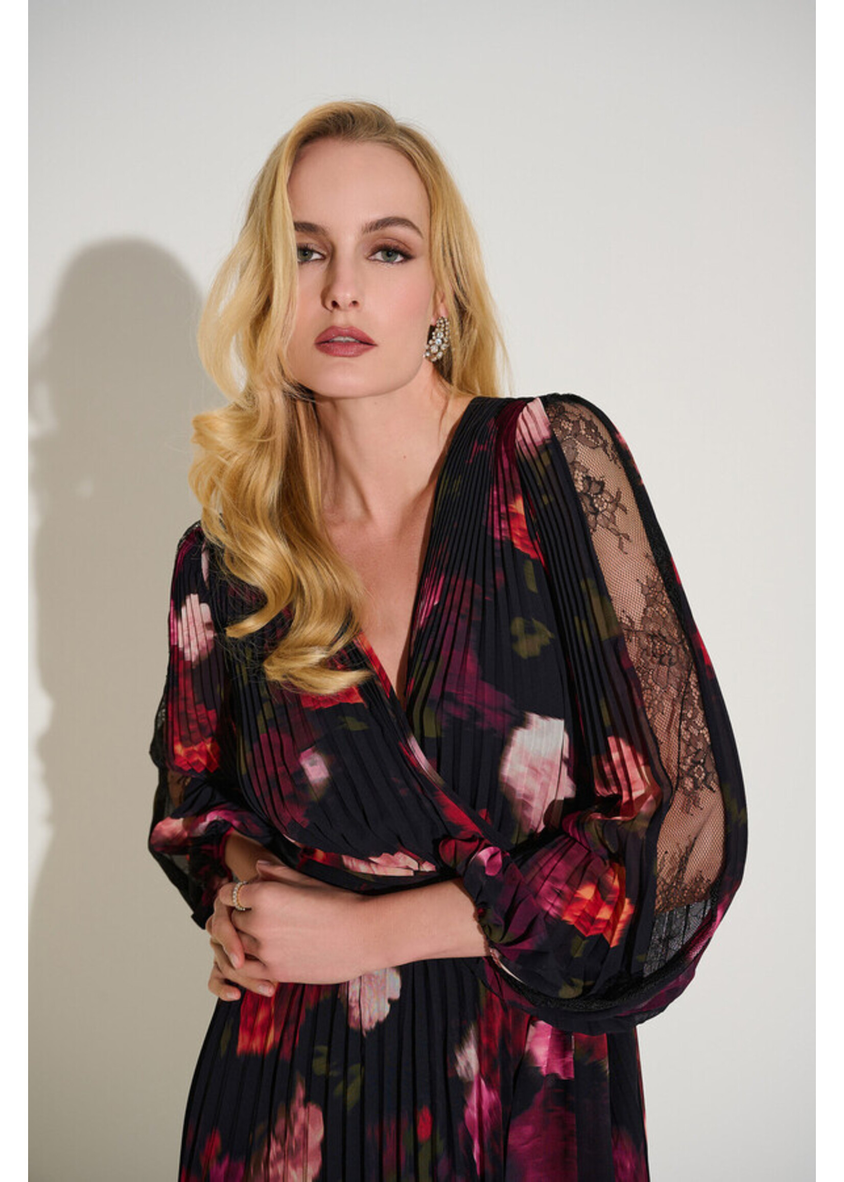 Joseph Ribkoff Joseph Ribkoff - Floral Long Puff Sleeve Dress Style 253774