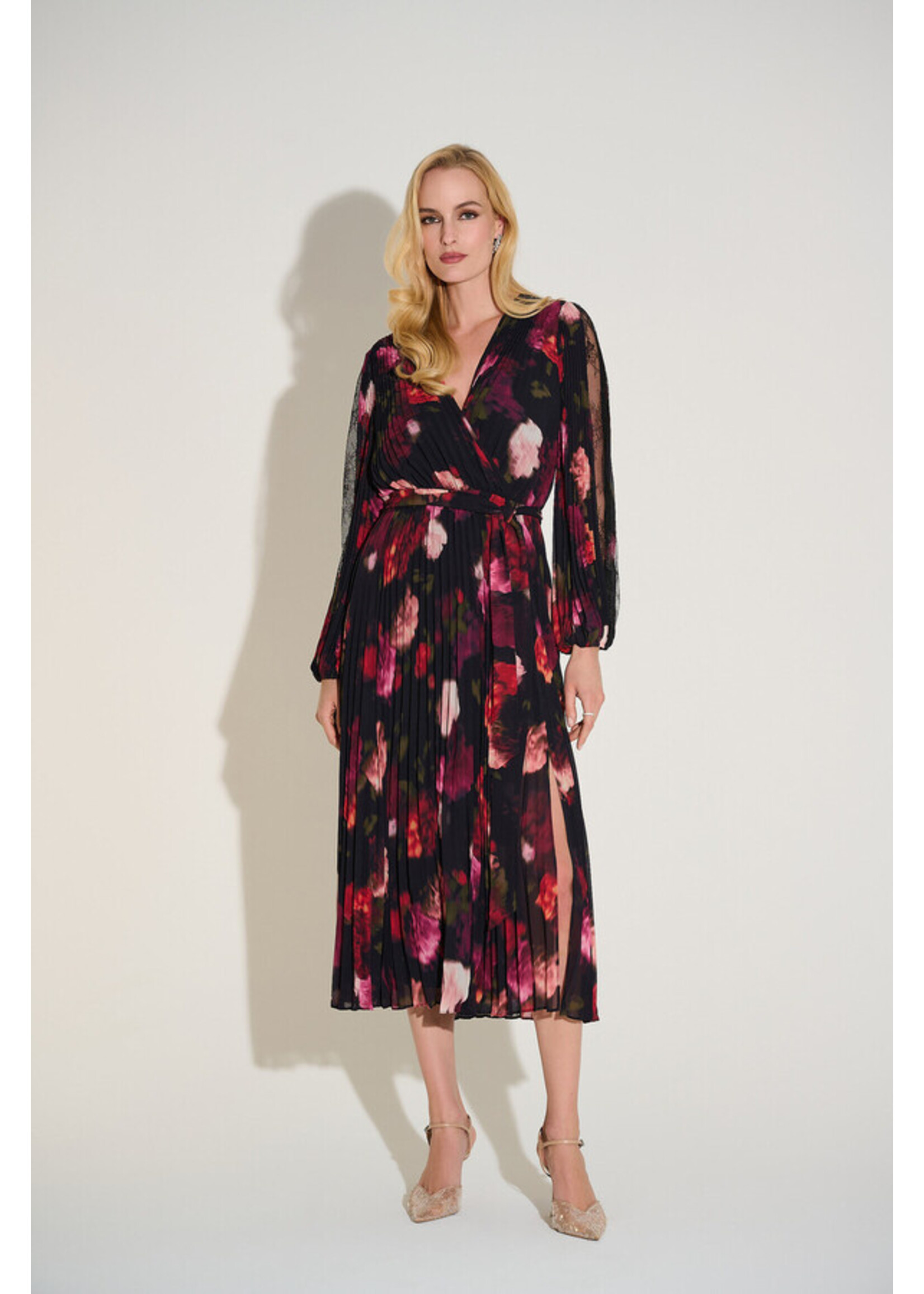 Joseph Ribkoff Joseph Ribkoff - Floral Long Puff Sleeve Dress Style 253774