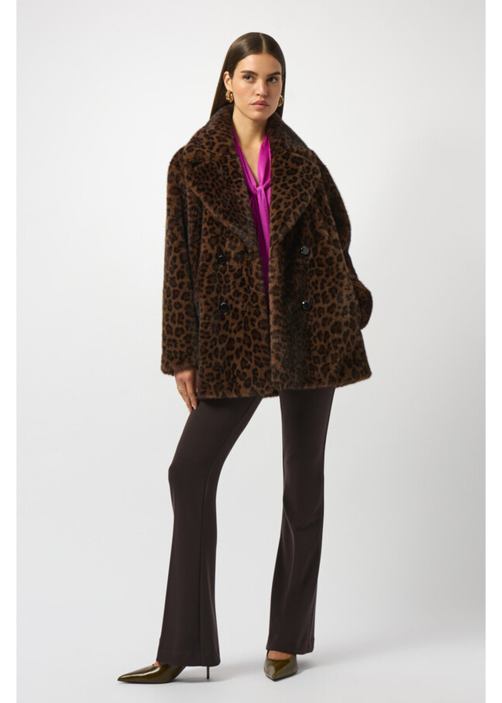 Joseph Ribkoff Joseph Ribkoff - Leopard Print Faux Fur Coat Style 253937
