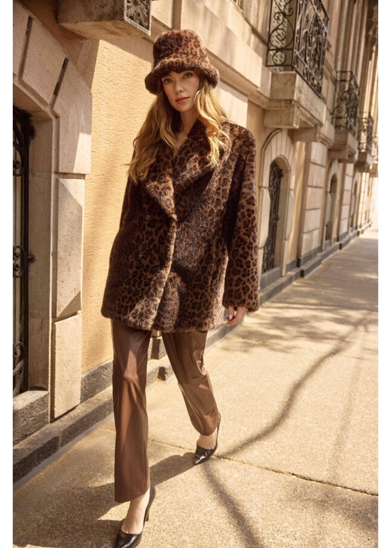 Joseph Ribkoff Joseph Ribkoff - Leopard Print Faux Fur Coat Style 253937