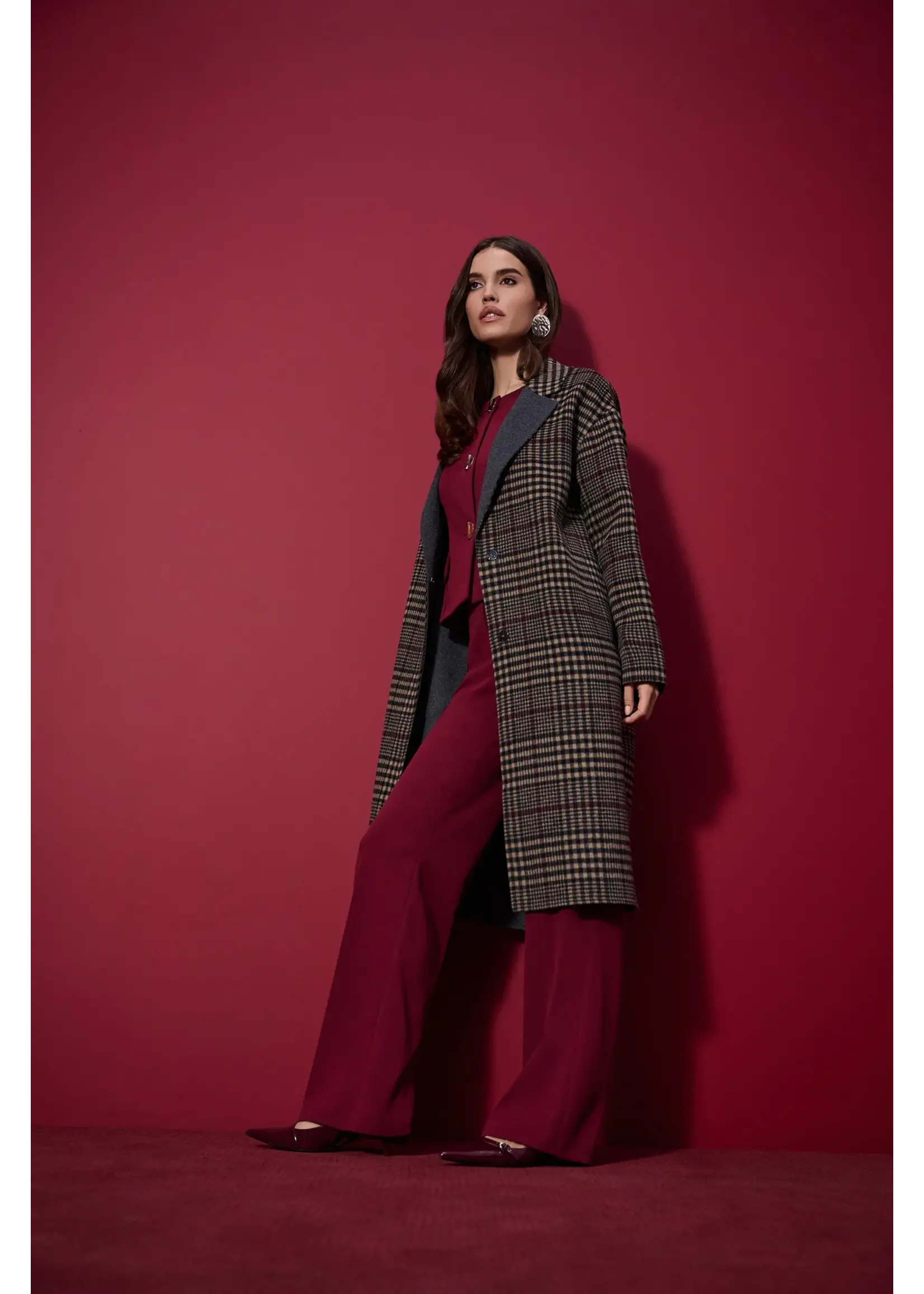 Joseph Ribkoff Joseph Ribkoff - Plaid Long Overcoat Style 253946