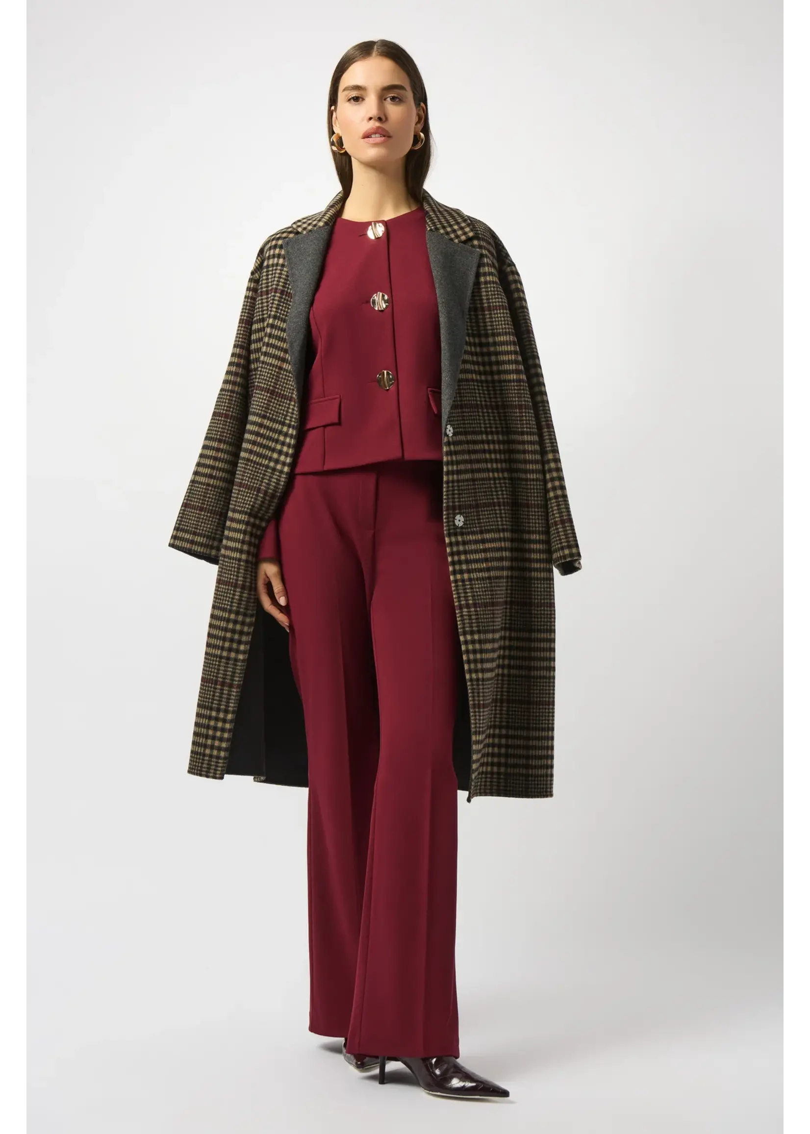 Joseph Ribkoff Joseph Ribkoff - Plaid Long Overcoat Style 253946