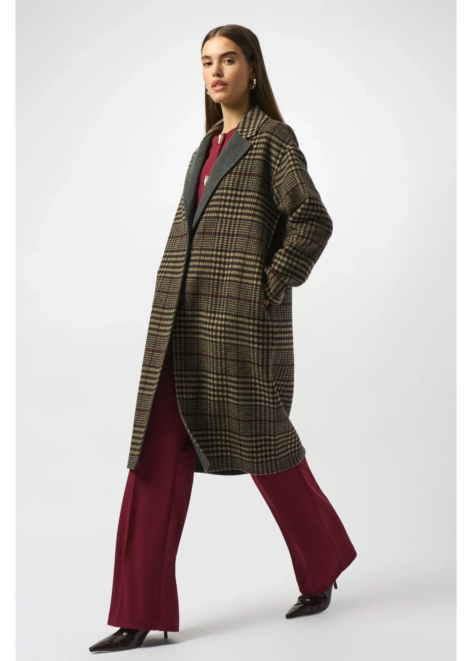 Joseph Ribkoff Joseph Ribkoff - Plaid Long Overcoat Style 253946