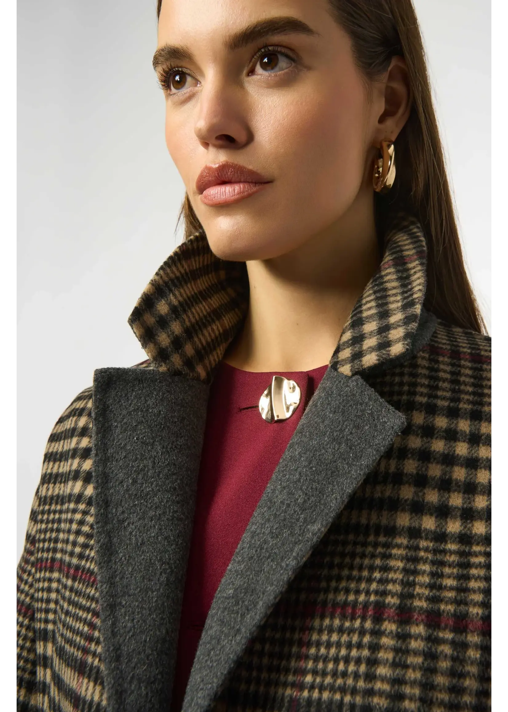 Joseph Ribkoff Joseph Ribkoff - Plaid Long Overcoat Style 253946