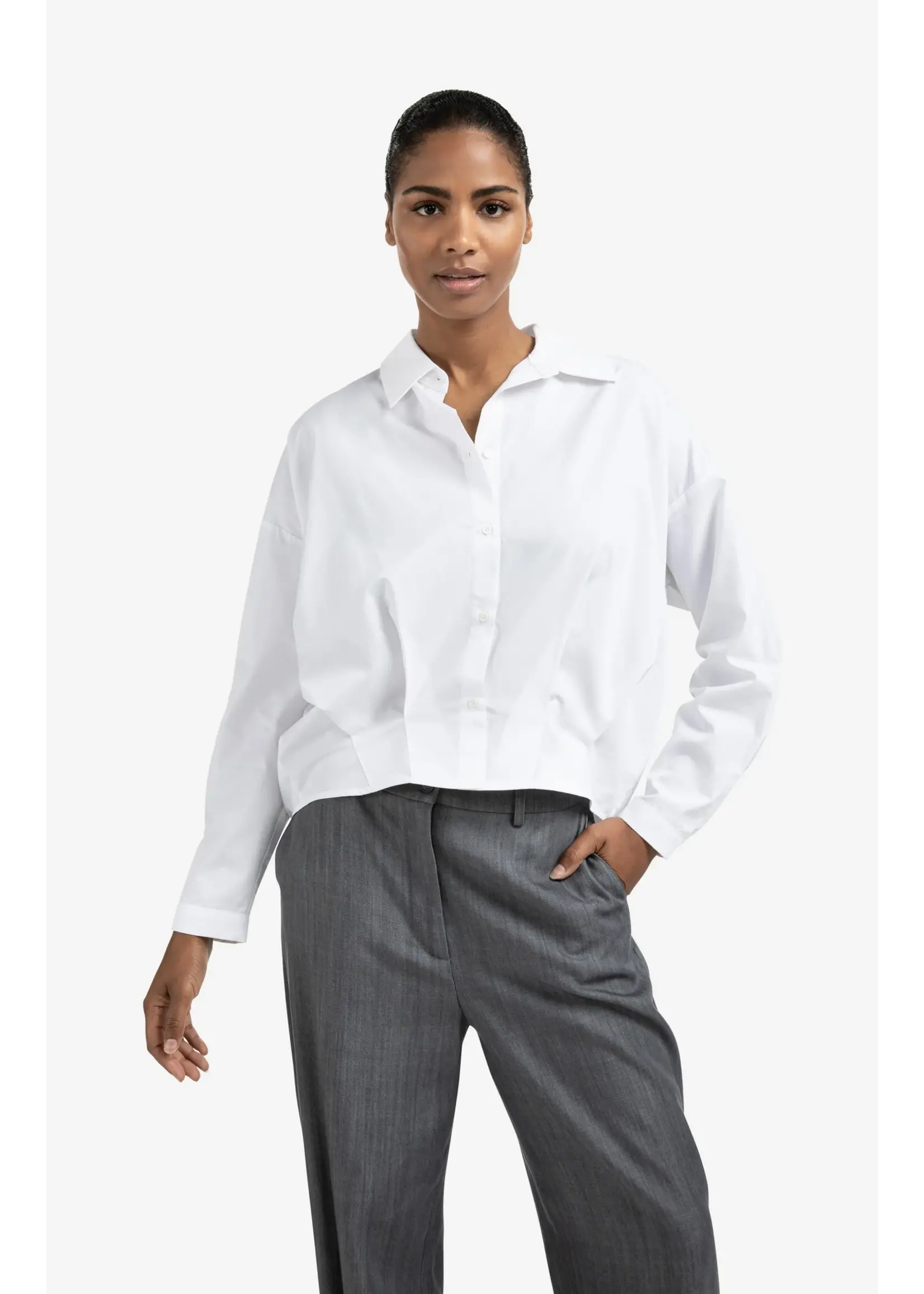 YAYA YAYA - Poplin Blouse With Front Pleat