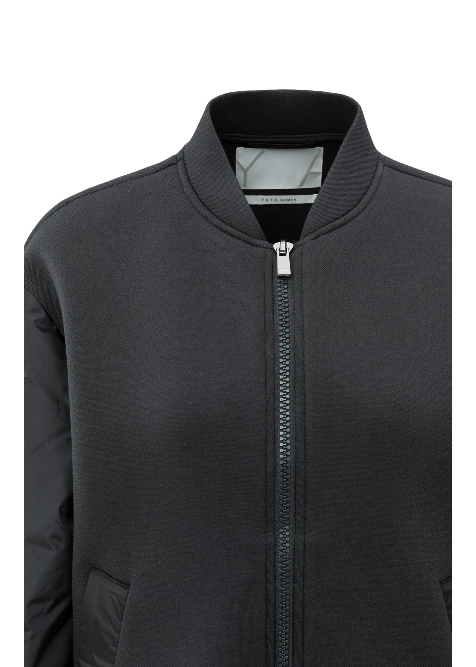 YAYA YAYA - Fleece Bomber Jacket With Nylon Sleeves