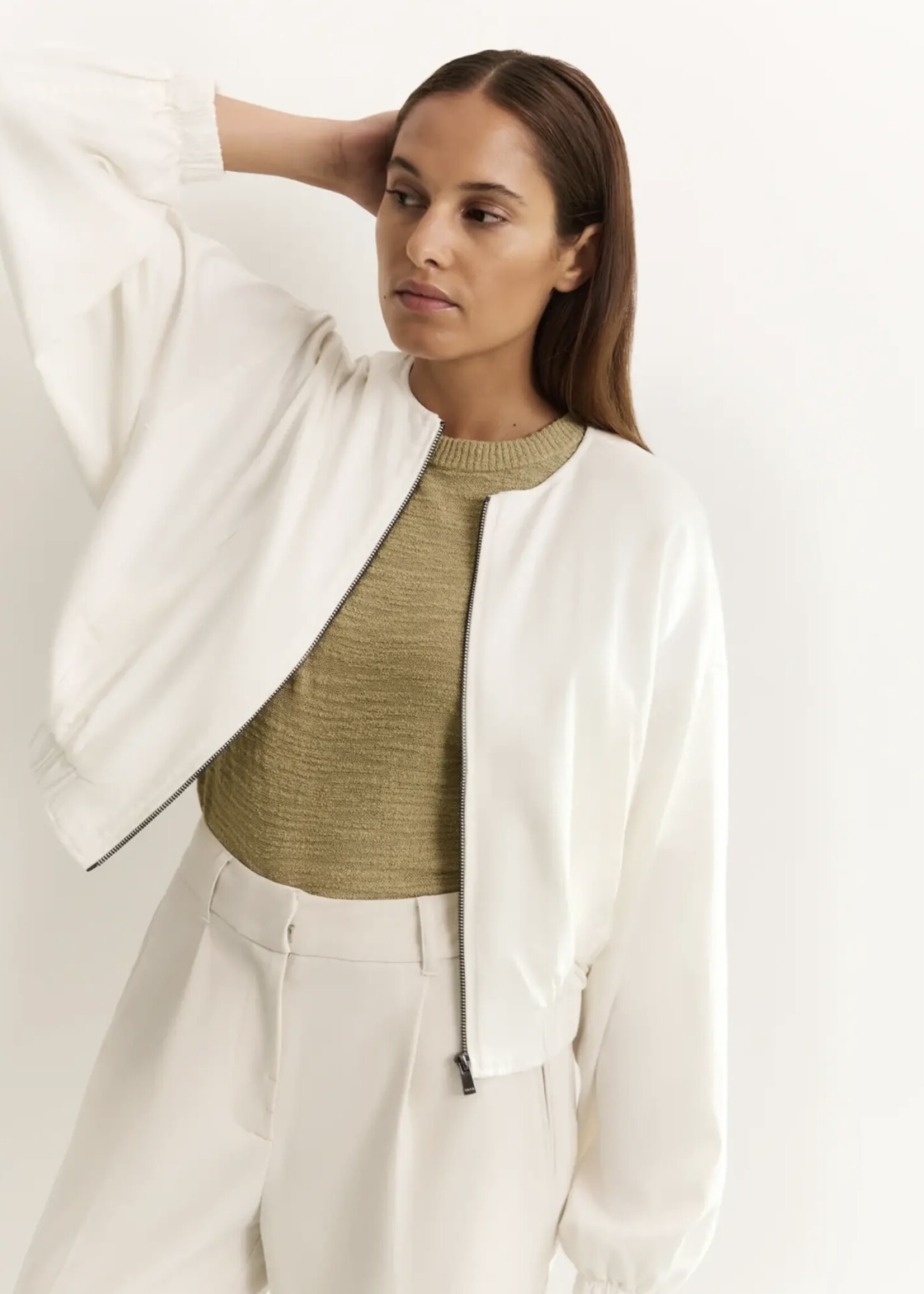 YAYA YAYA - Woven Cropped Summer Bomber Jacket